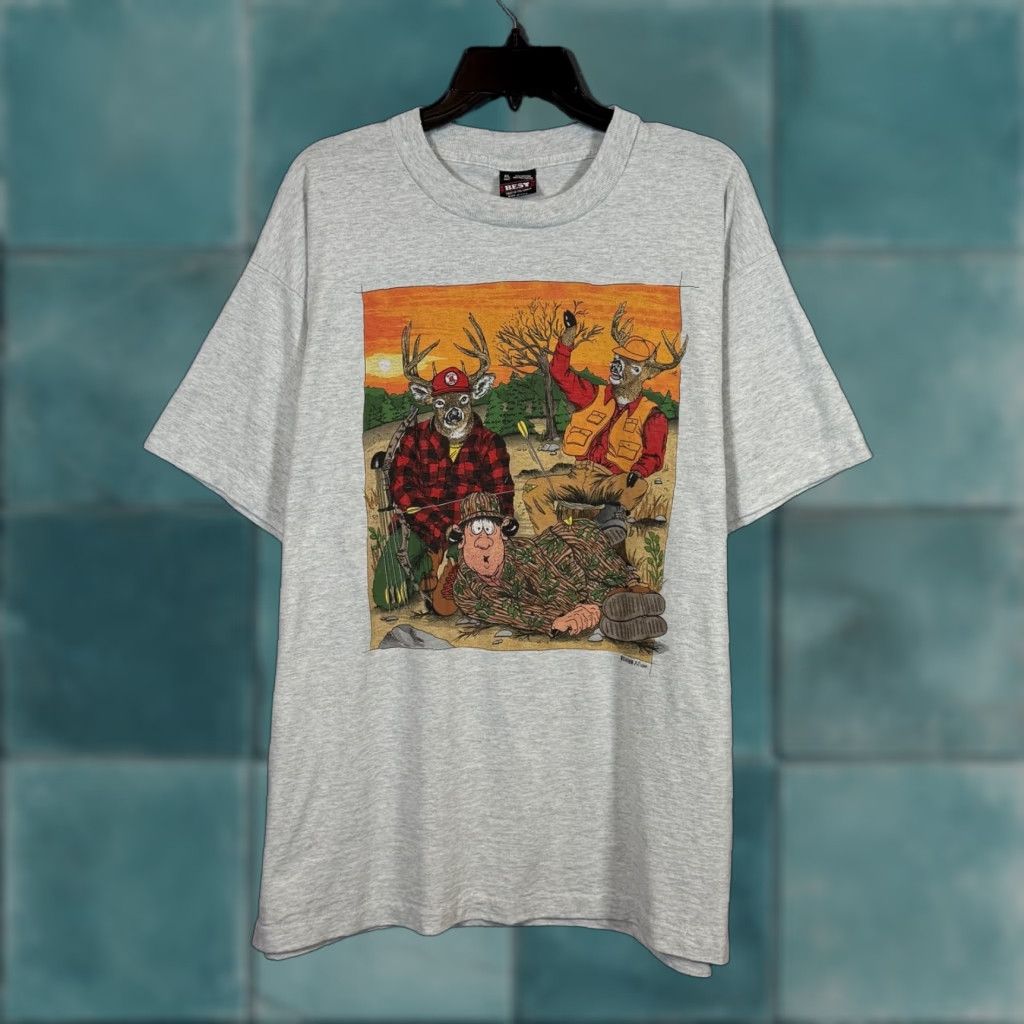 Fruit Of The Loom Vintage Fruit Of The Loom Xl Men S Gray 93 S N Evans Artwear Funny T Shirt Hunter Hoodie, Sweatshirt