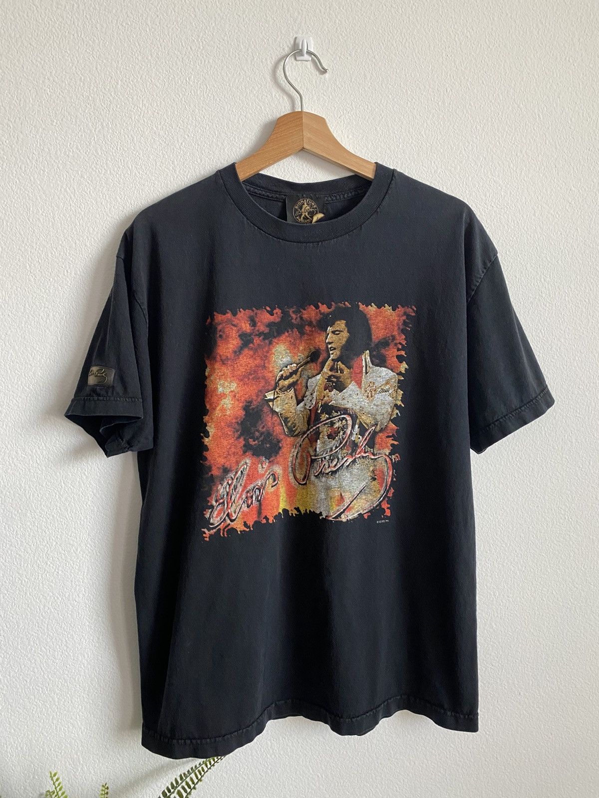 Band Tees Vintage Flame Elvis Presley Faded Tee Hoodie, Sweatshirt | PodTeesHub.com