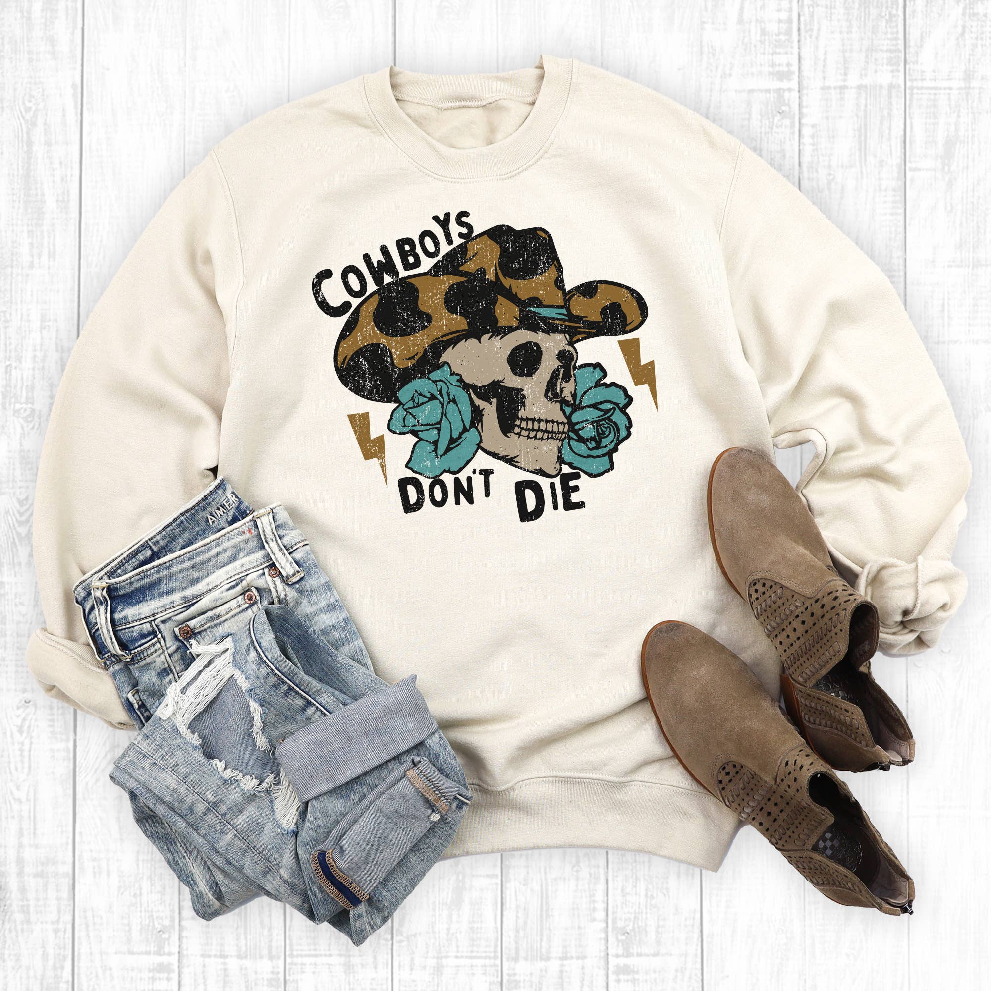Western Cowboys Don't Die Sweatshirt T-Shirts, Hoodie | PodTeesHub.com