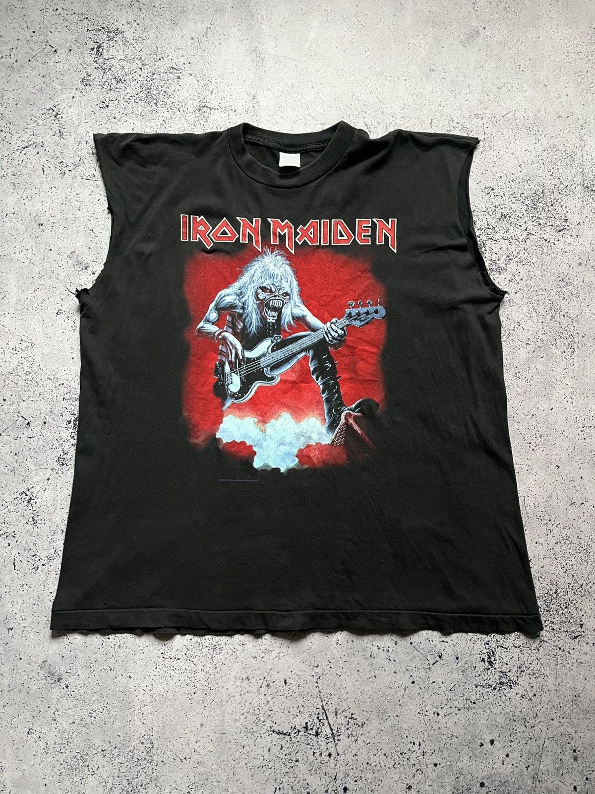 Iron Maiden 1993 Vintage Iron Maiden Real Live Tour Faded Black Tank Tee Hoodie, Sweatshirt | PodTeesHub.com