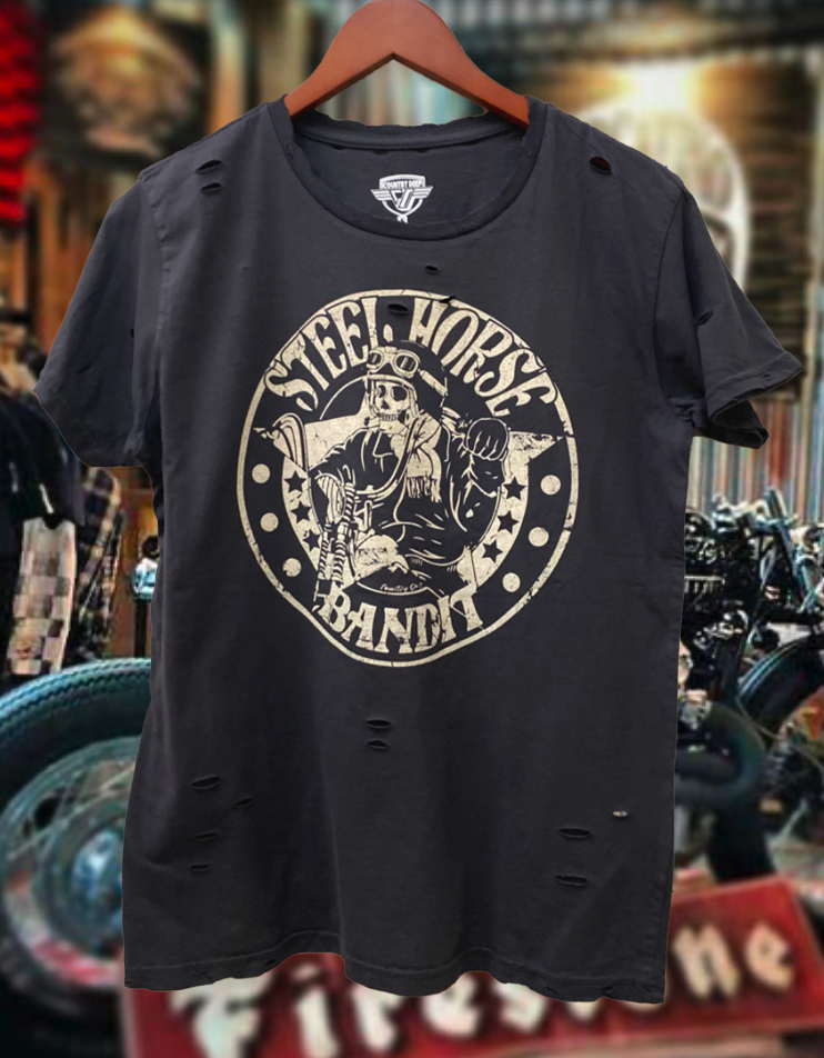 Steel Horse Bandit  Distressed T Shirt Hoodie, Sweatshirt | PodTeesHub.com