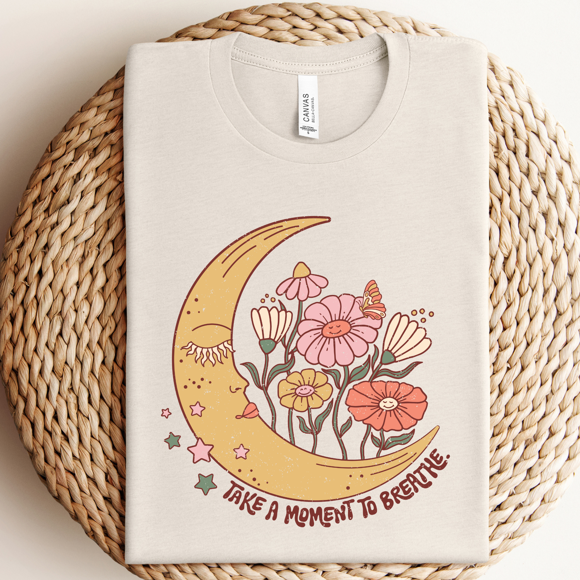 Breathe Boho Moon Graphic Tee Hoodie, Sweatshirt | PodTeesHub.com