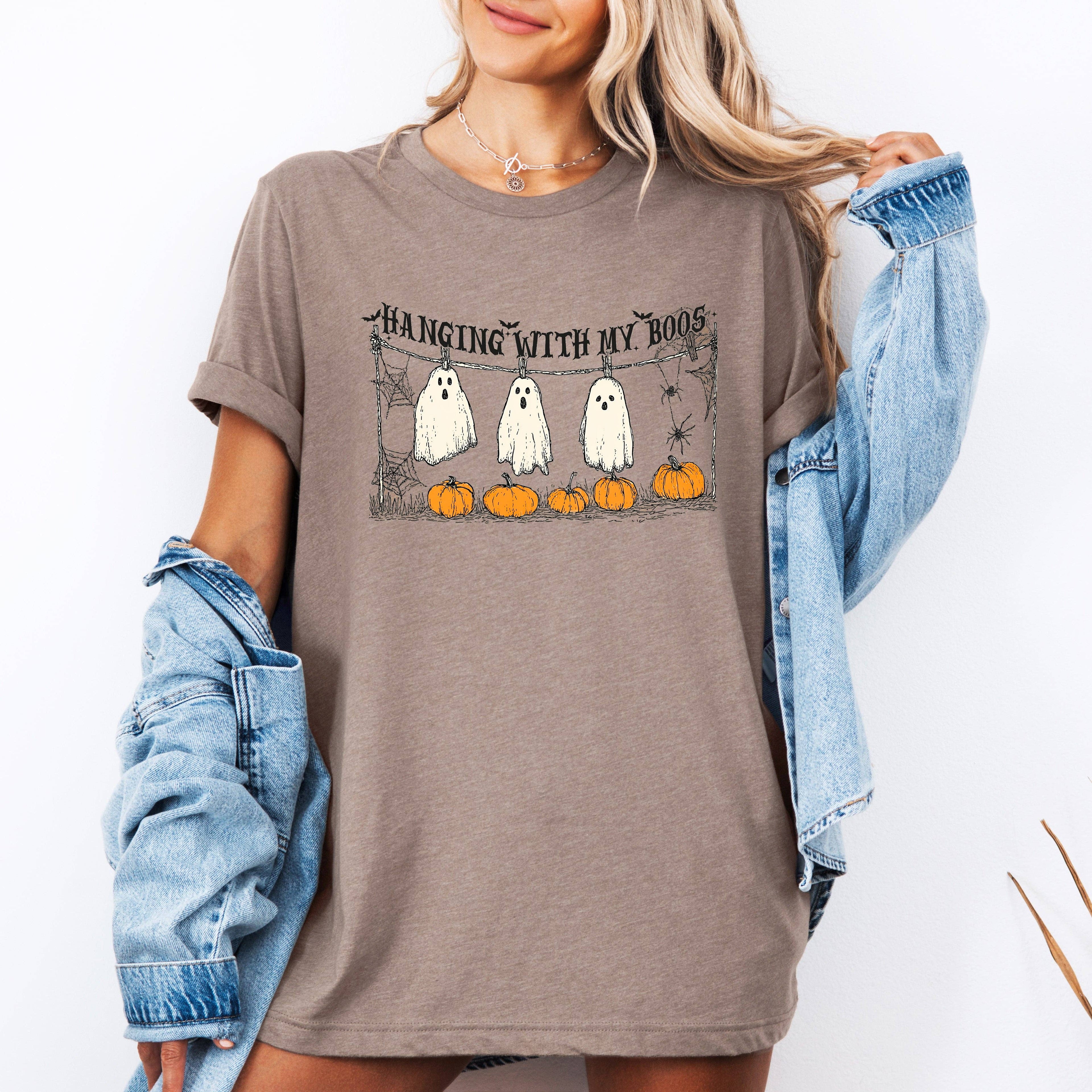 Hanging with My Boos, Ghosts Halloween Funny Pumpkins Tshirt Hoodie, Sweatshirt | PodTeesHub.com