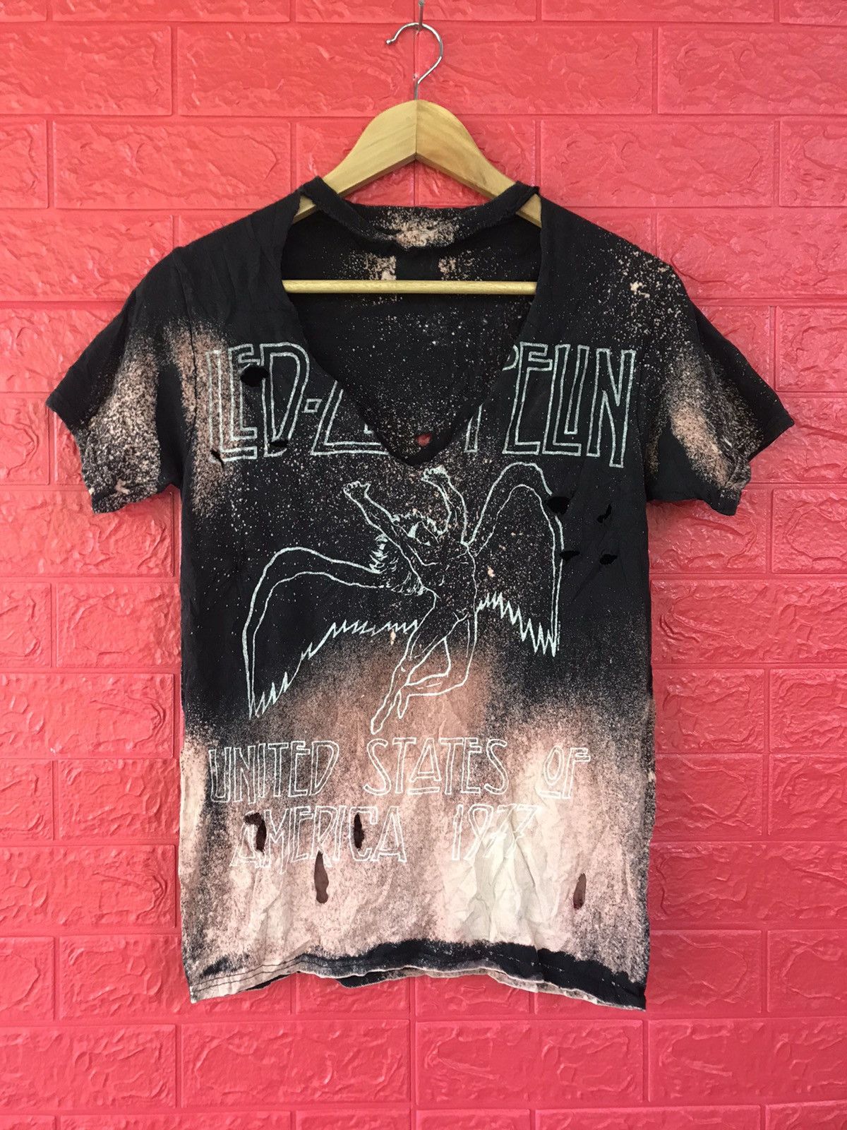 Zeppelin Led Zeppelin Distressed Acid Wash Tshirt Hoodie, Sweatshirt | PodTeesHub.com