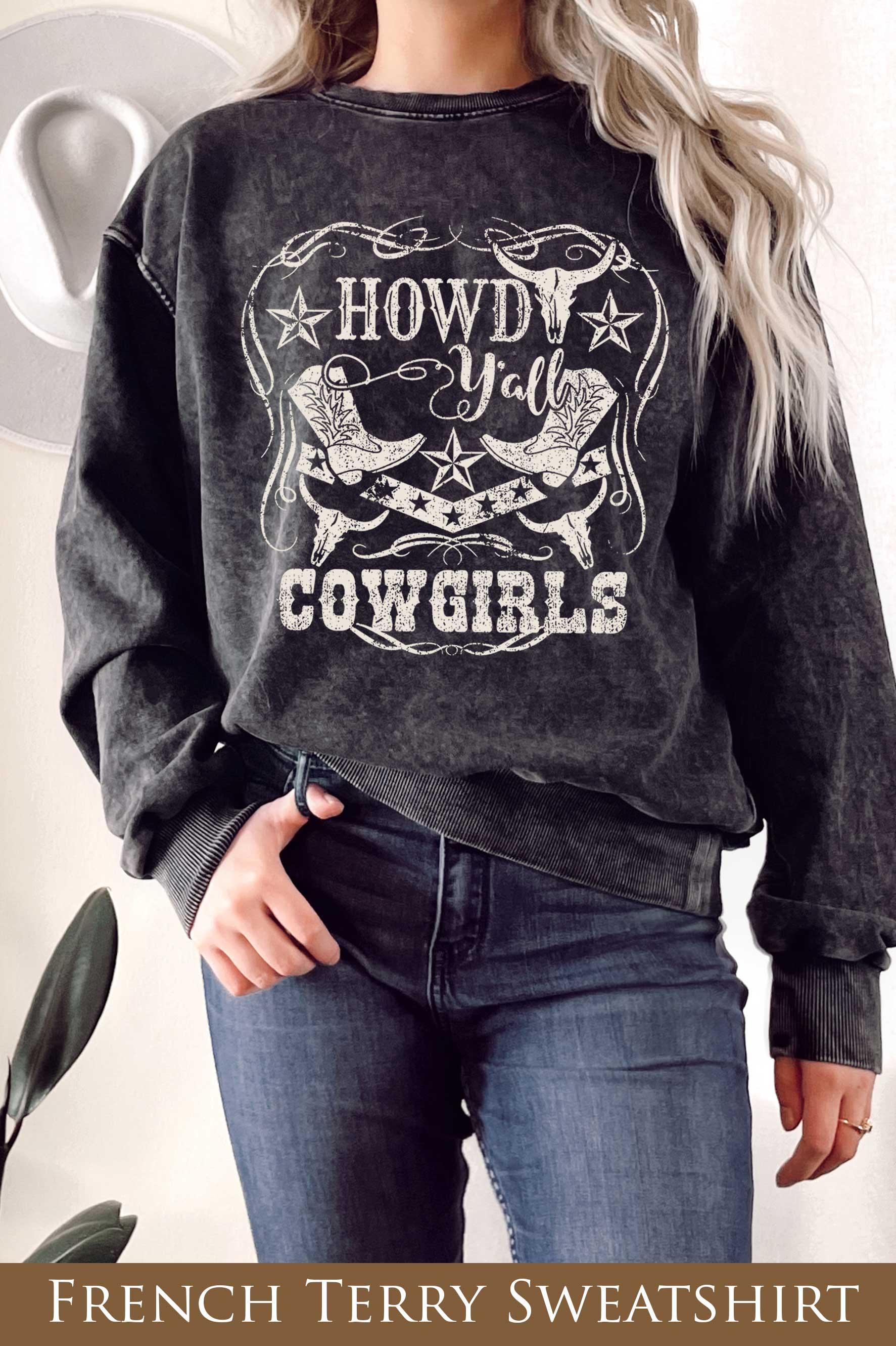 Howdy Y'all Mineral Graphix Terry Sweatshirt T-Shirts, Hoodie | PodTeesHub.com
