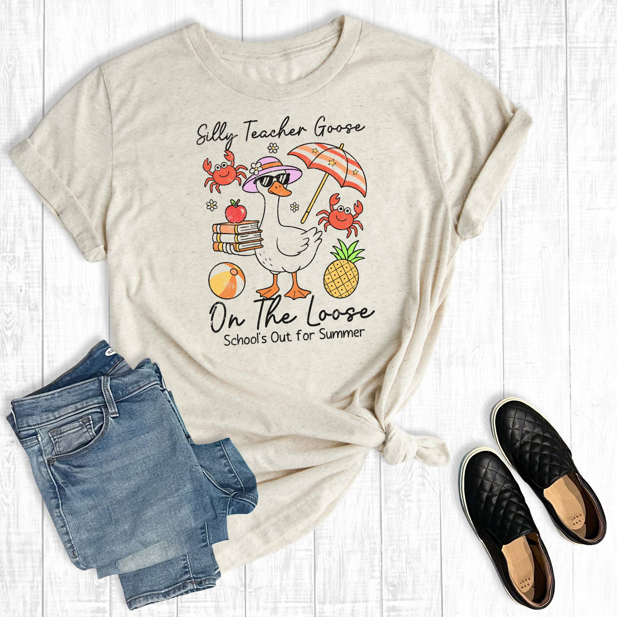 Funny Silly Teacher Goose On the Loose Graphic Tee Hoodie, Sweatshirt | PodTeesHub.com
