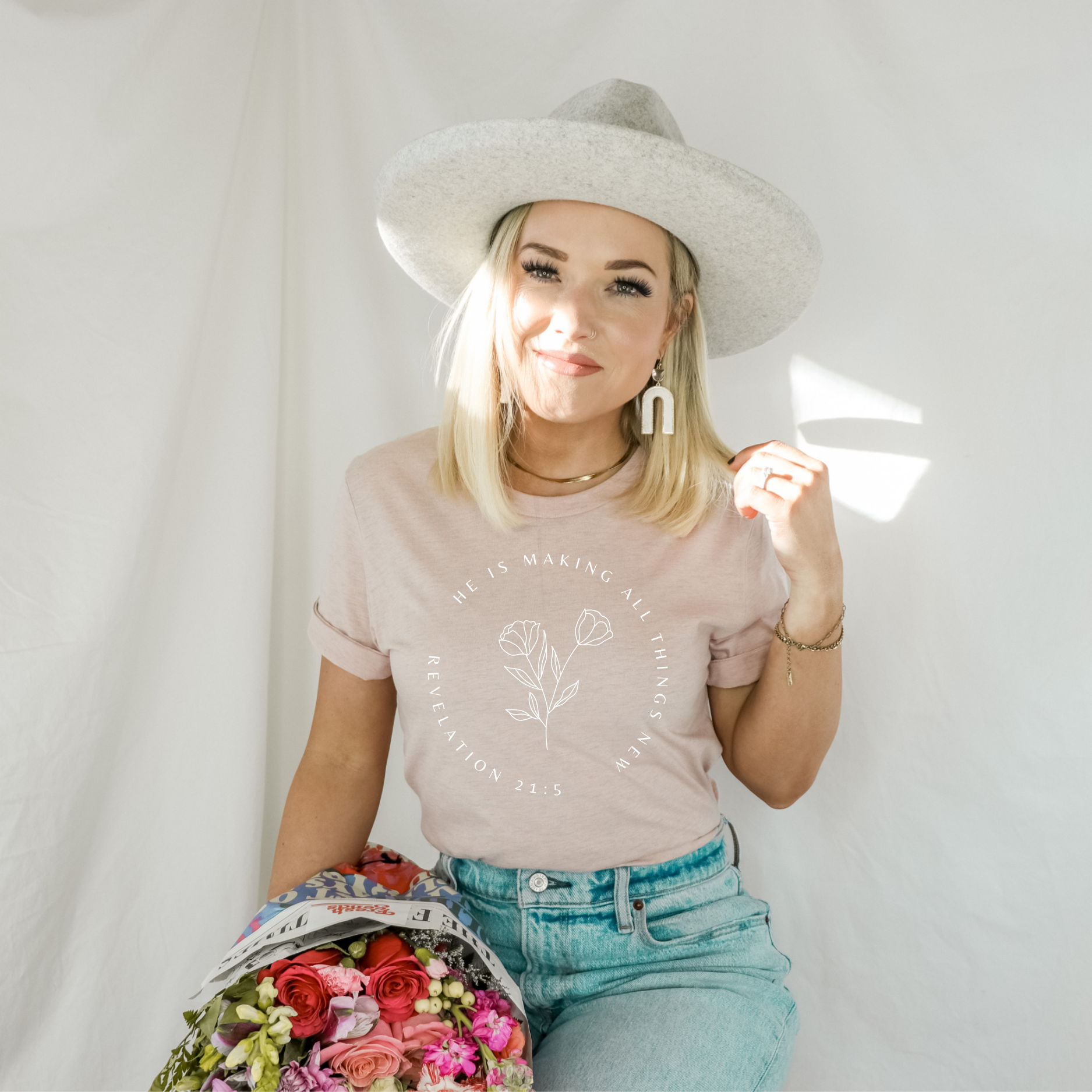 He Makes All Things New Floral Faith Based Christian T-Shirt Hoodie, Sweatshirt | PodTeesHub.com