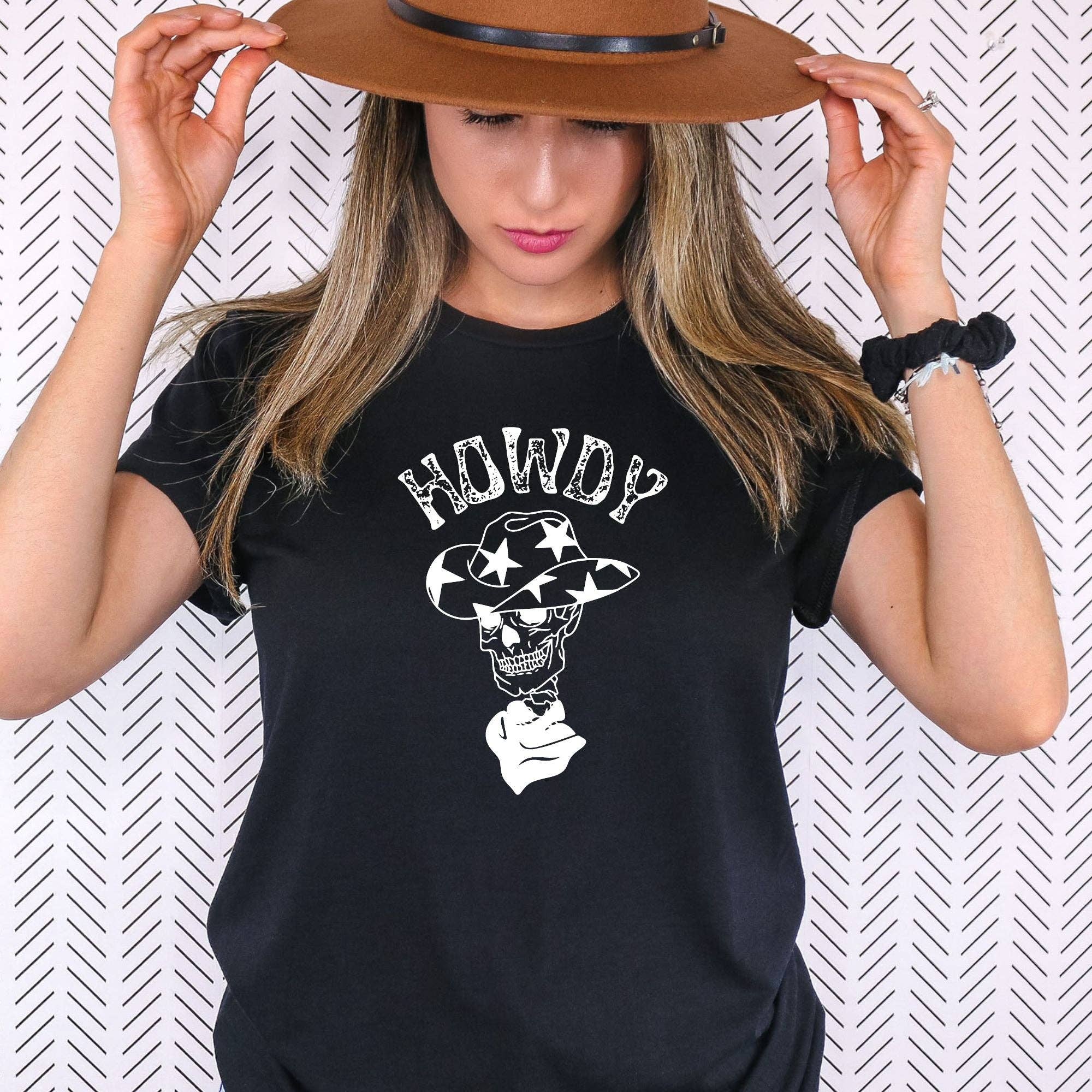 Howdy Western Skeleton Tshirt For Women *Unisex Fit* Hoodie, Sweatshirt | PodTeesHub.com