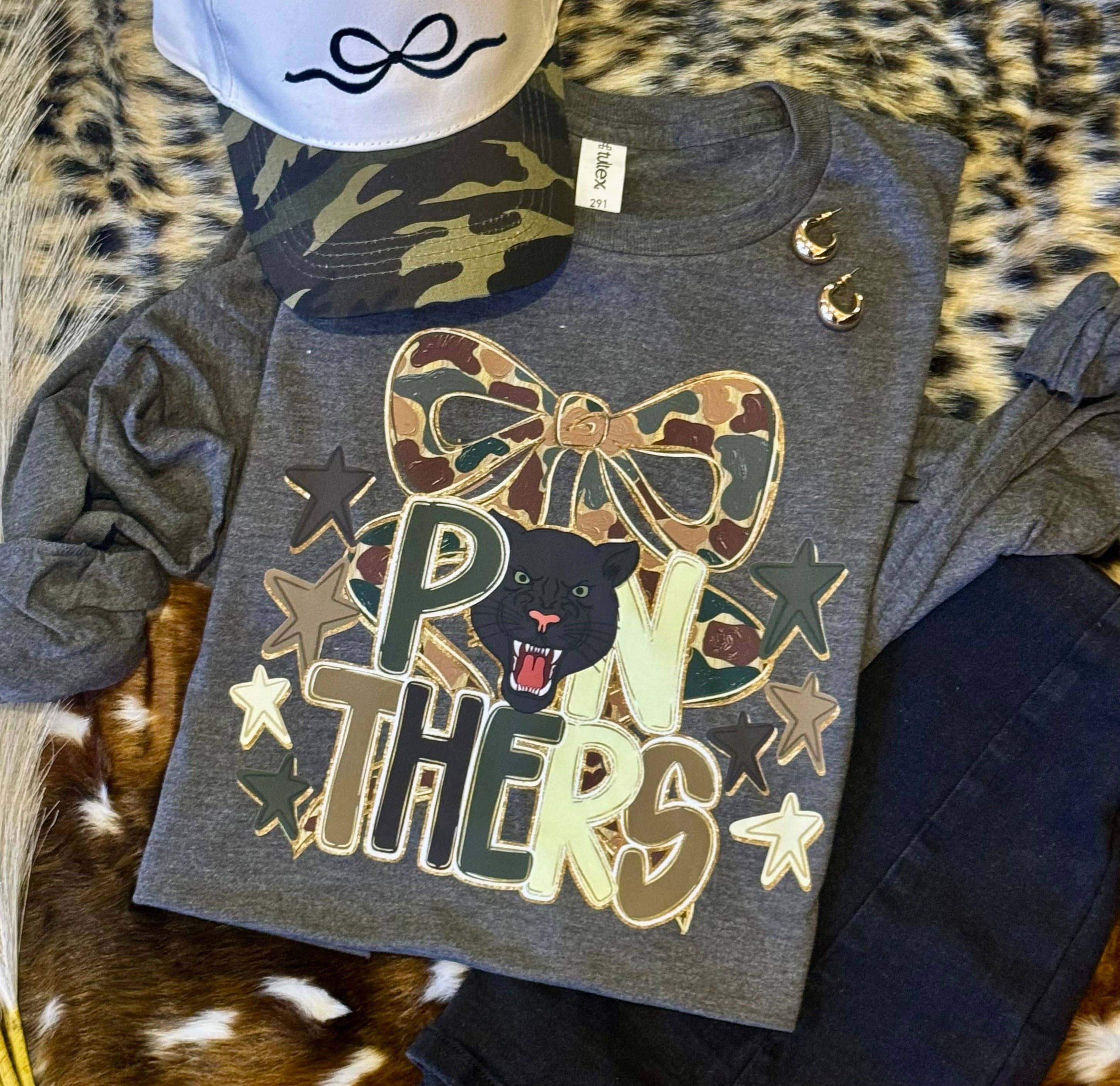 Panthers Camo Bow Tee / Long Sleeve Hoodie, Sweatshirt | PodTeesHub.com