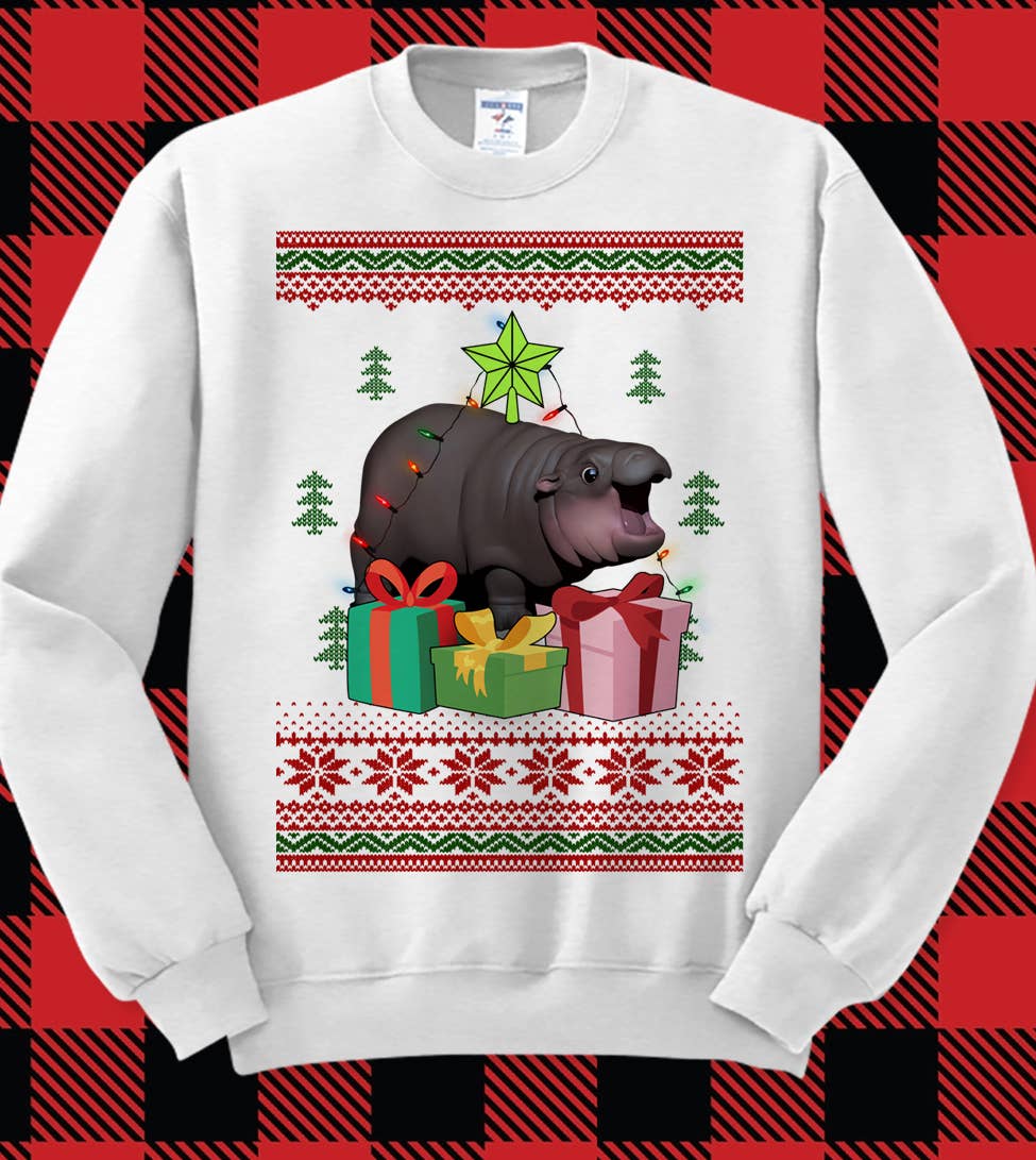 Moo Deng - Funny Meme Ugly Christmas Sweatshirt T-Shirts, Hoodie | PodTeesHub.com