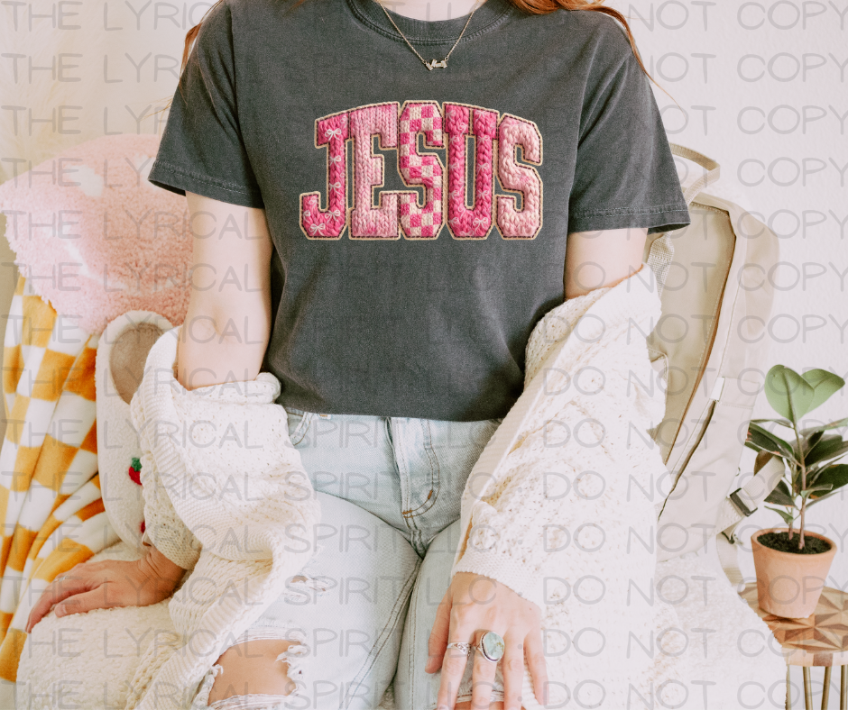 Jesus Faux Yarn Patch Comfort Colors T-Shirt Hoodie, Sweatshirt | PodTeesHub.com