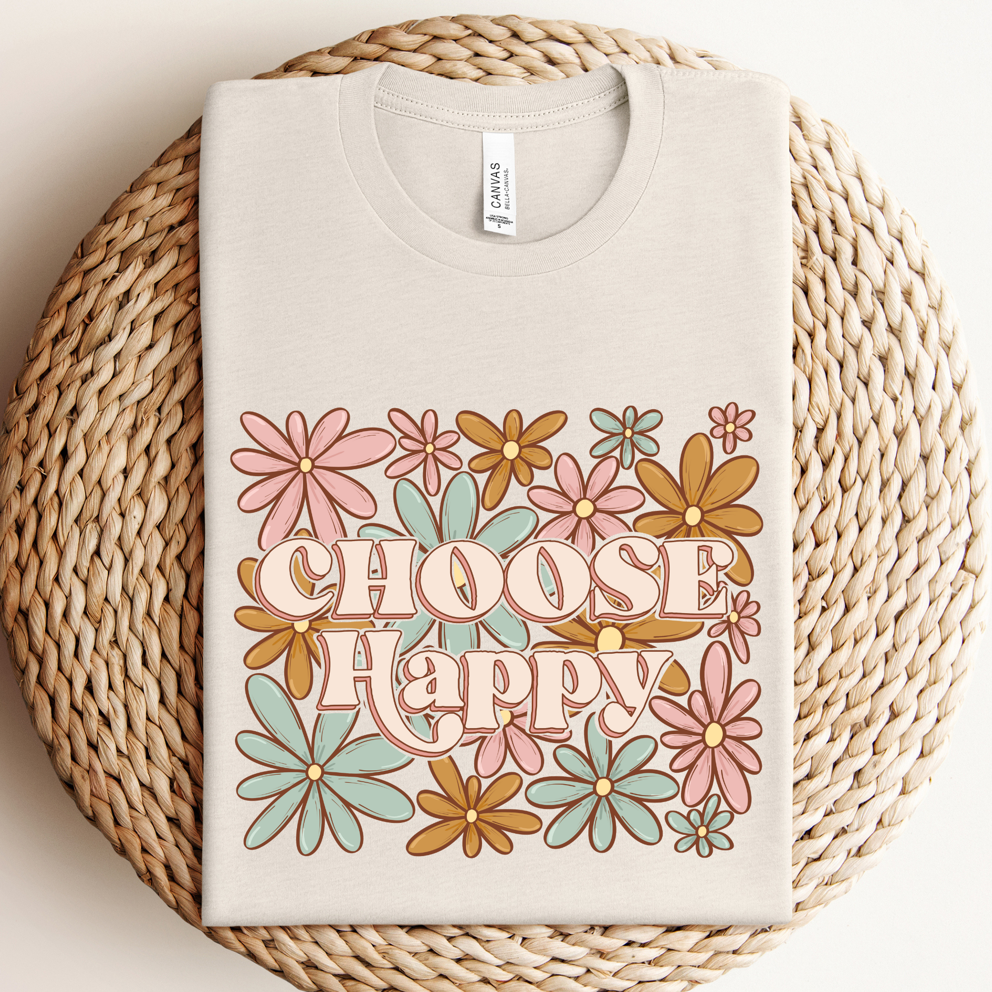Choose Happy Floral Graphic Tee Hoodie, Sweatshirt | PodTeesHub.com