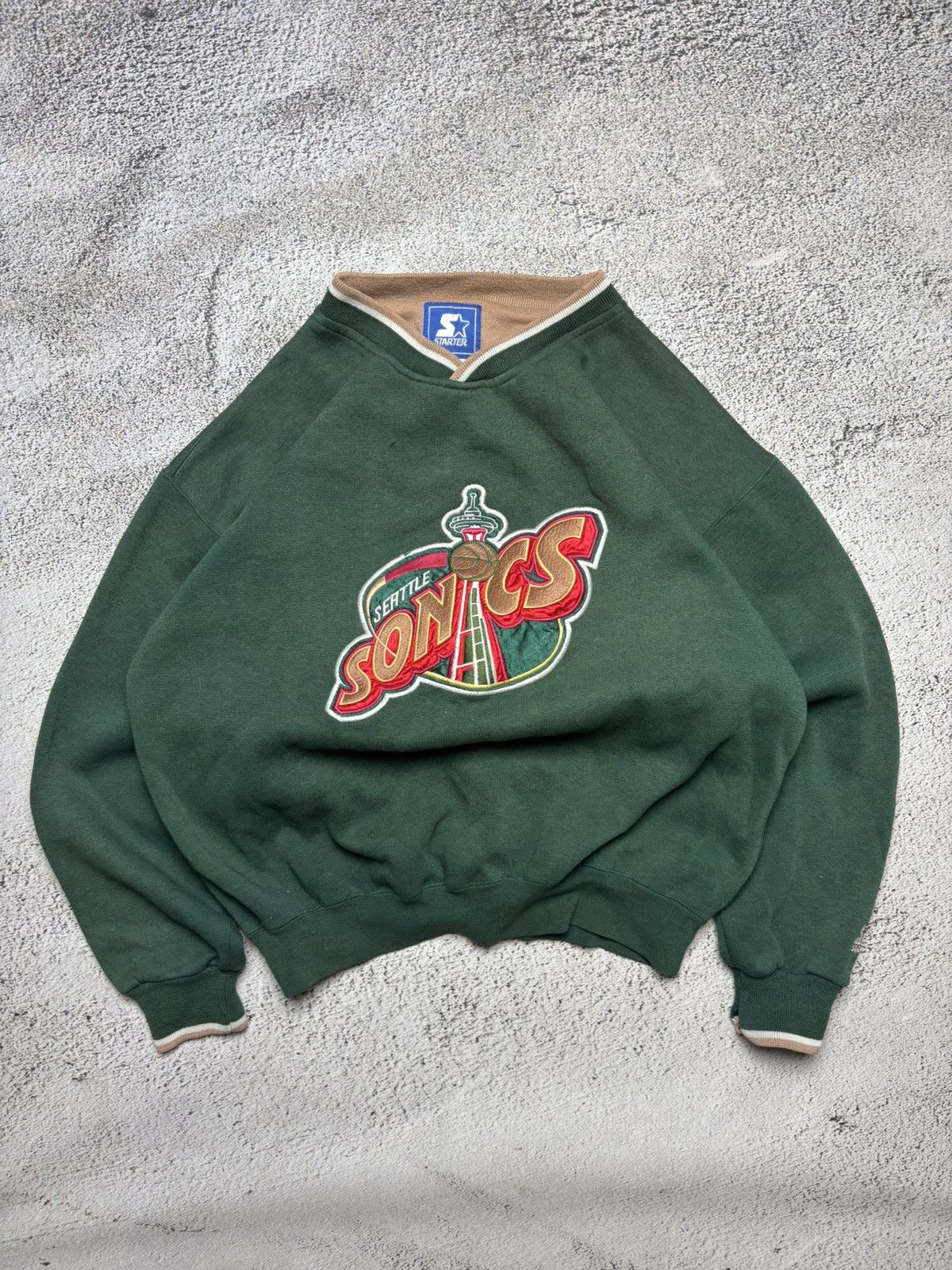 Vintage Starter Boxy Crewneck Sonics Nba Basketball 90s T-Shirts, Hoodie, Sweatshirt | PodTeesHub.com