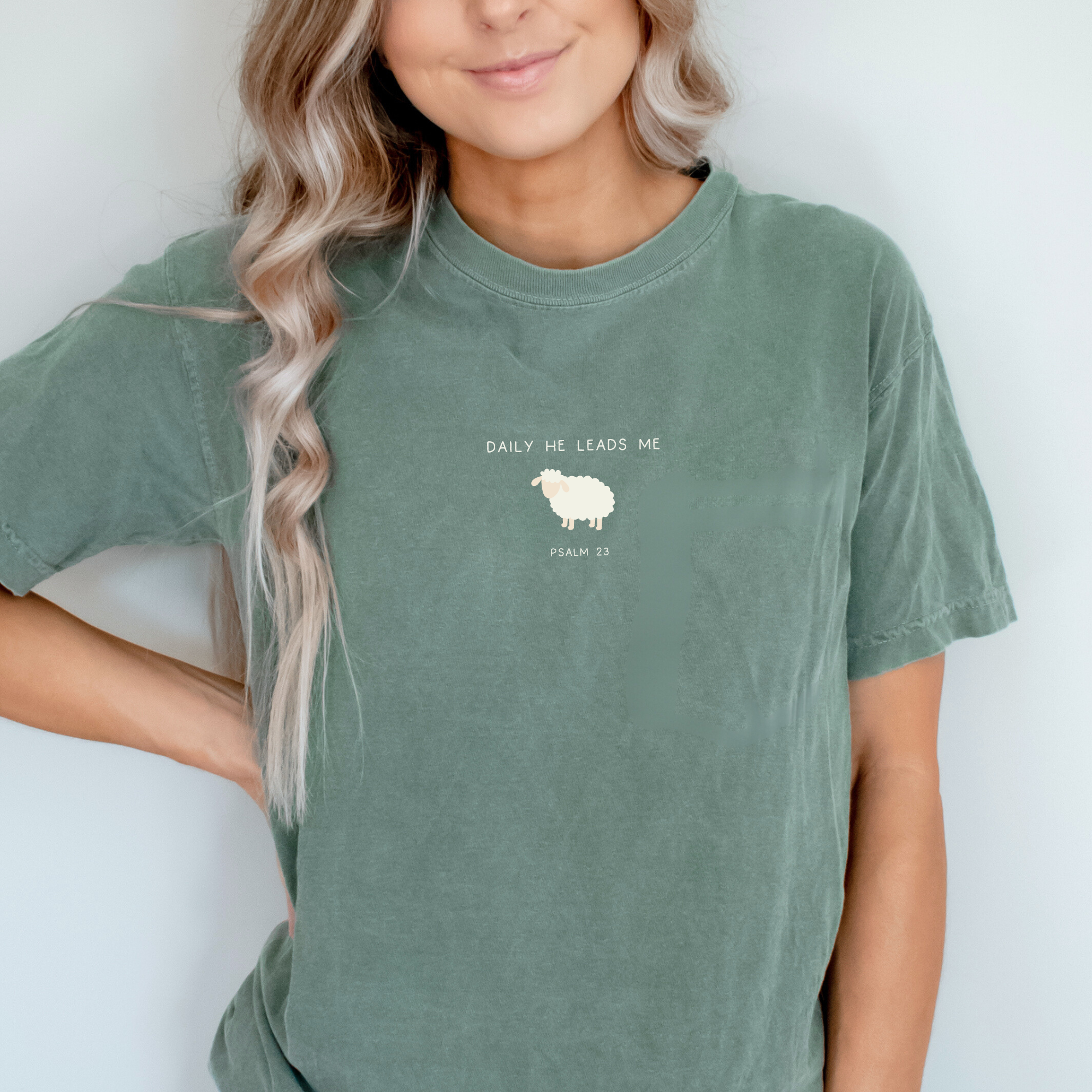 Daily He Leads Me Psalm 23 Lamb Christian Graphic Tee Hoodie, Sweatshirt | PodTeesHub.com