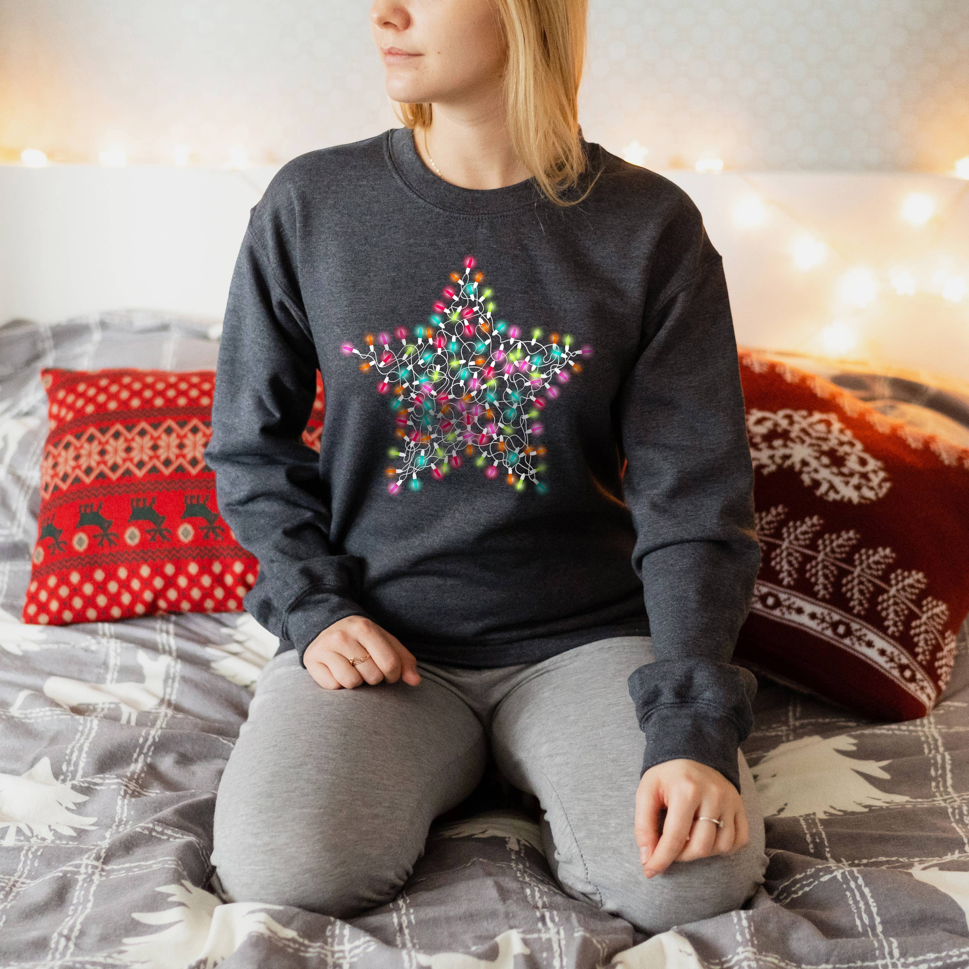 Star Lights Crewneck Sweatshirt | Christmas | Sizes S-2XL T-Shirts, Hoodie | PodTeesHub.com