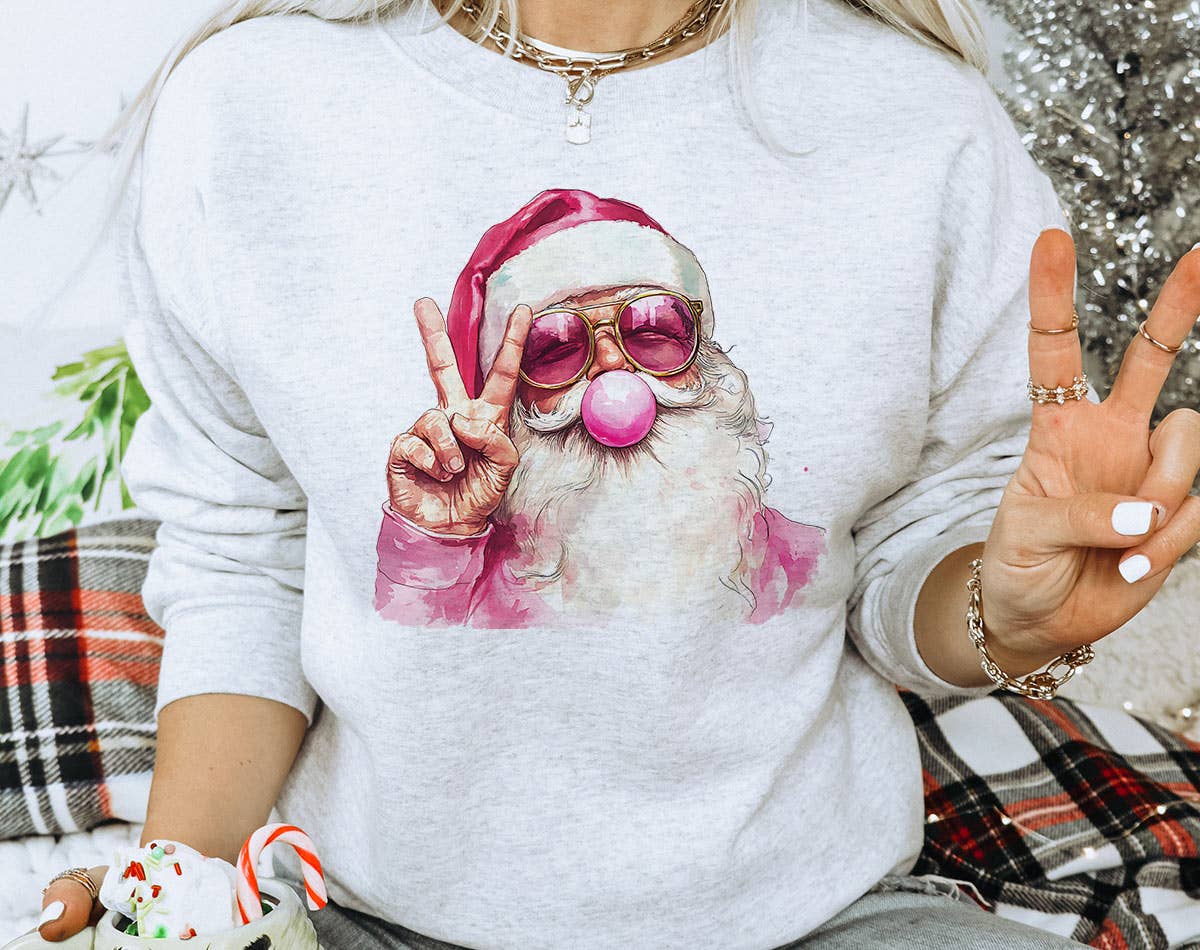 Santa Clause Peace Bubble Gum - Retro Christmas Sweatshirt T-Shirts, Hoodie | PodTeesHub.com