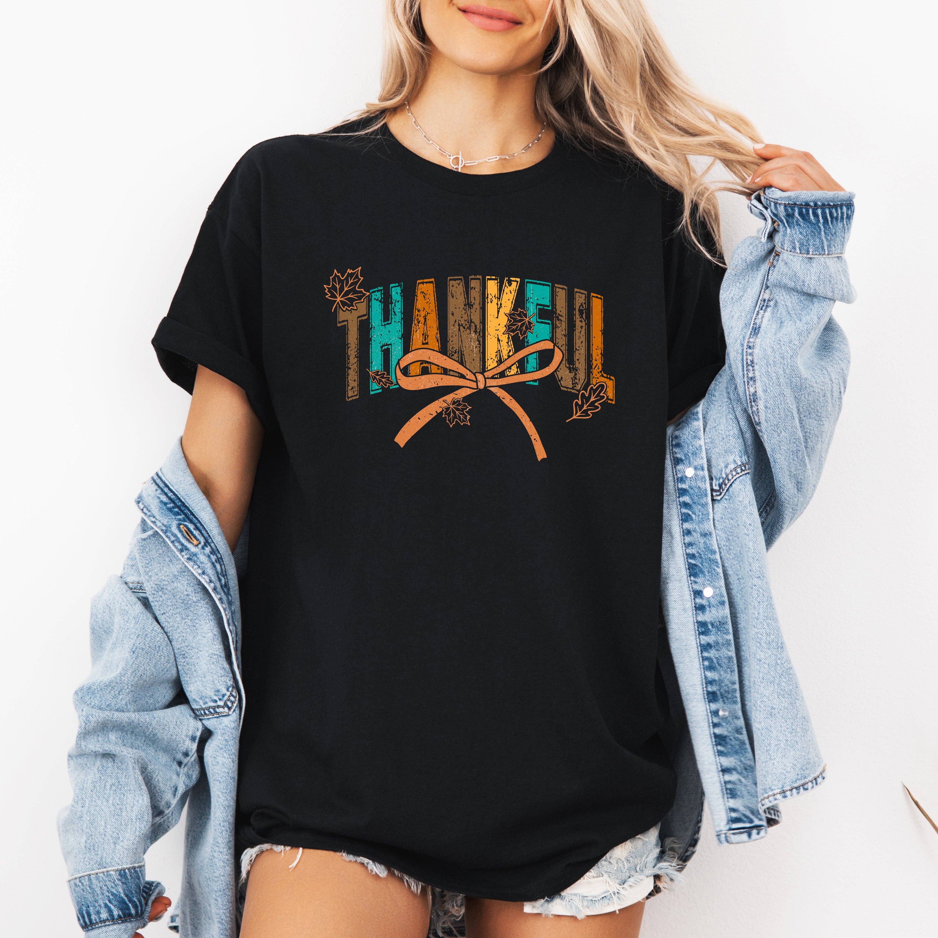 Thankful, Fall, Autumn, Bow, Ribbon, Tshirt Hoodie, Sweatshirt | PodTeesHub.com