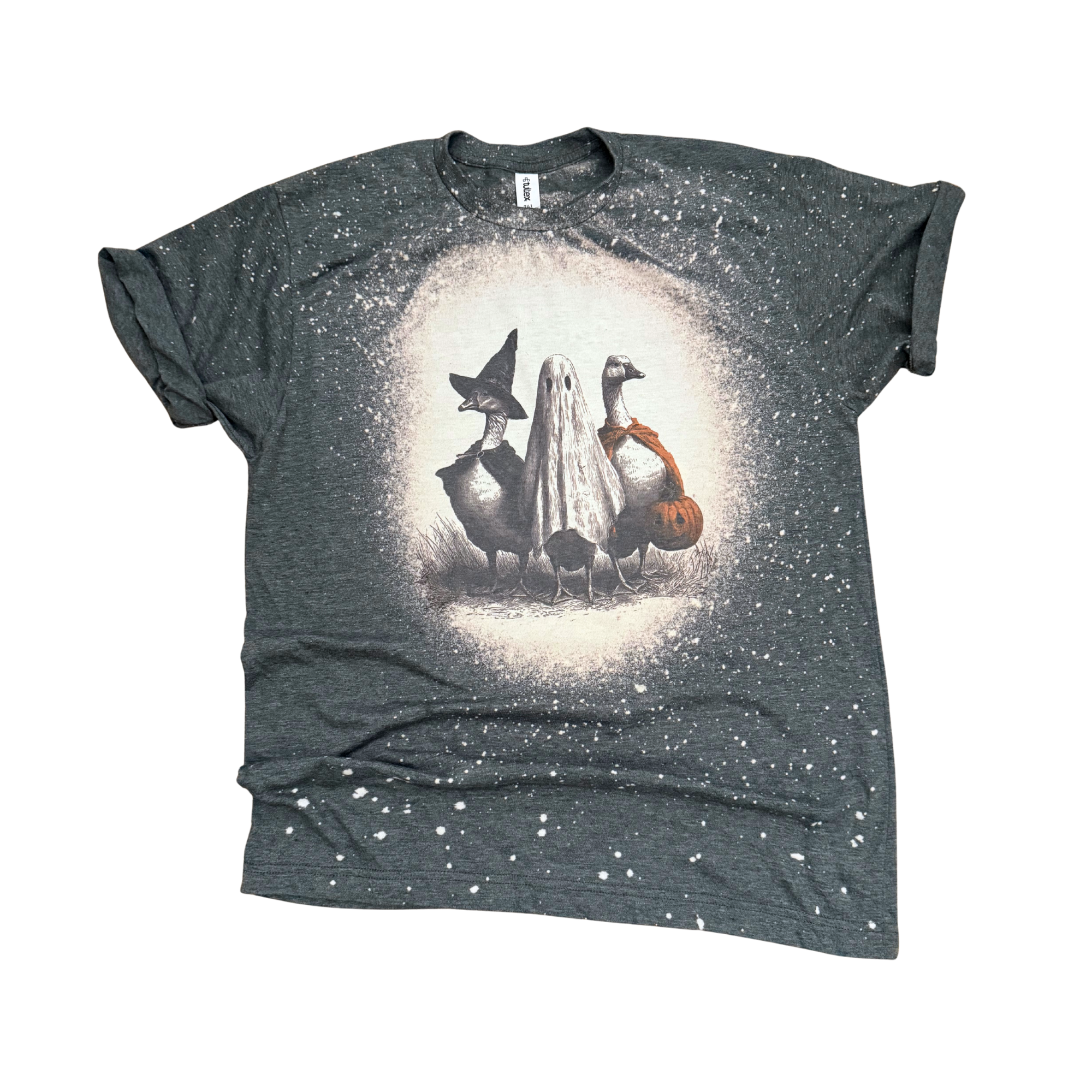 Haunted Goose Gang Halloween Bleached Tee Hoodie, Sweatshirt | PodTeesHub.com