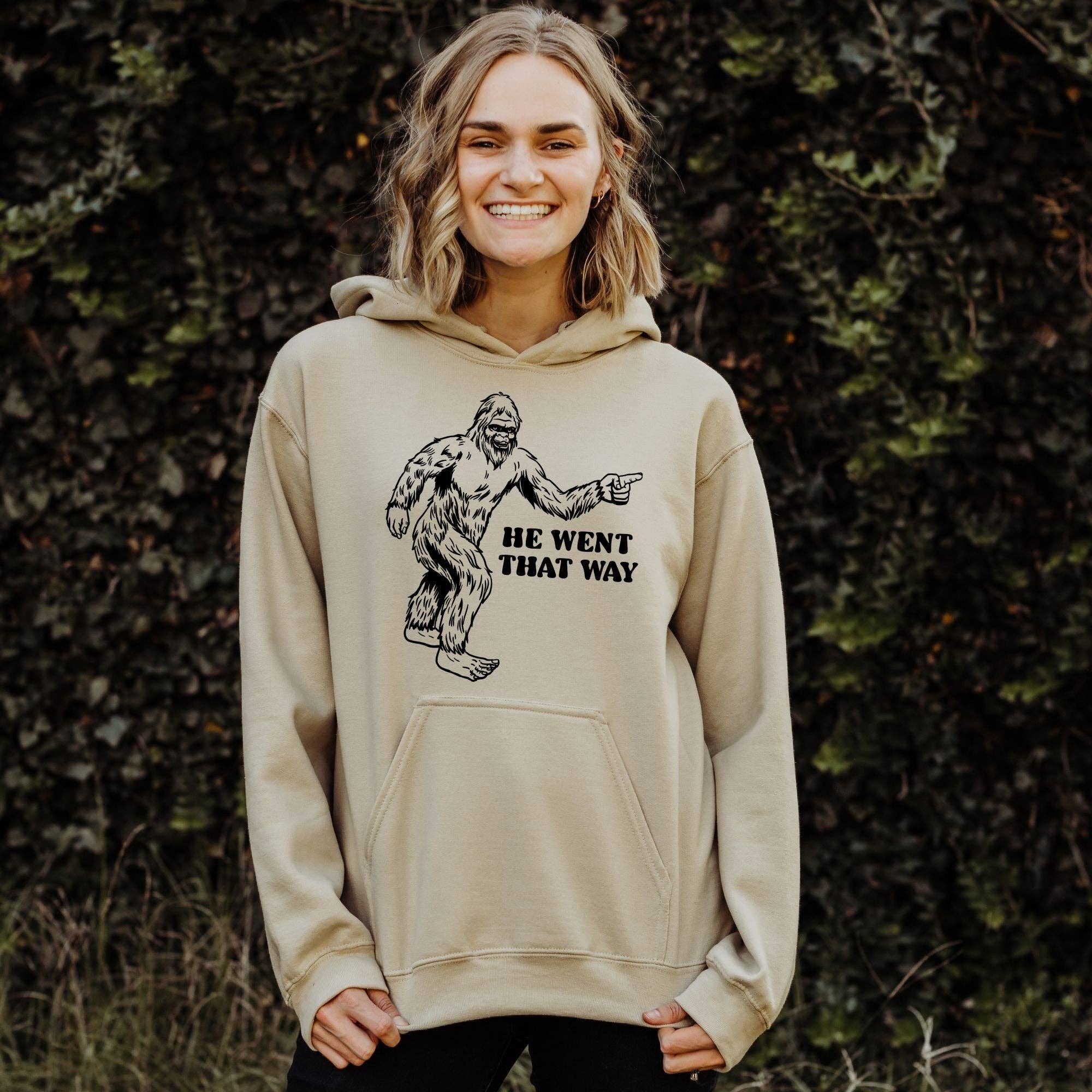 Bigfoot 'he Went That Way' Unisex Sasquatch Sweatshirt T-Shirts, Hoodie | PodTeesHub.com