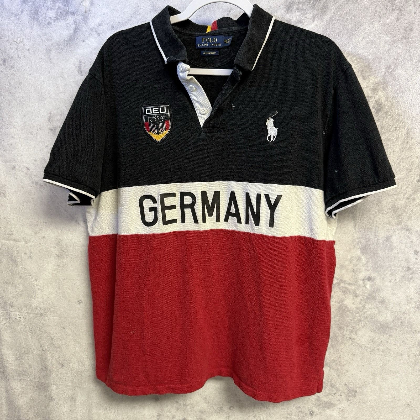 Ralph Lauren Polo Ralph Lauren Germany Shirt Mens 2xl Color Block Embroid Hoodie, Sweatshirt | PodTeesHub.com