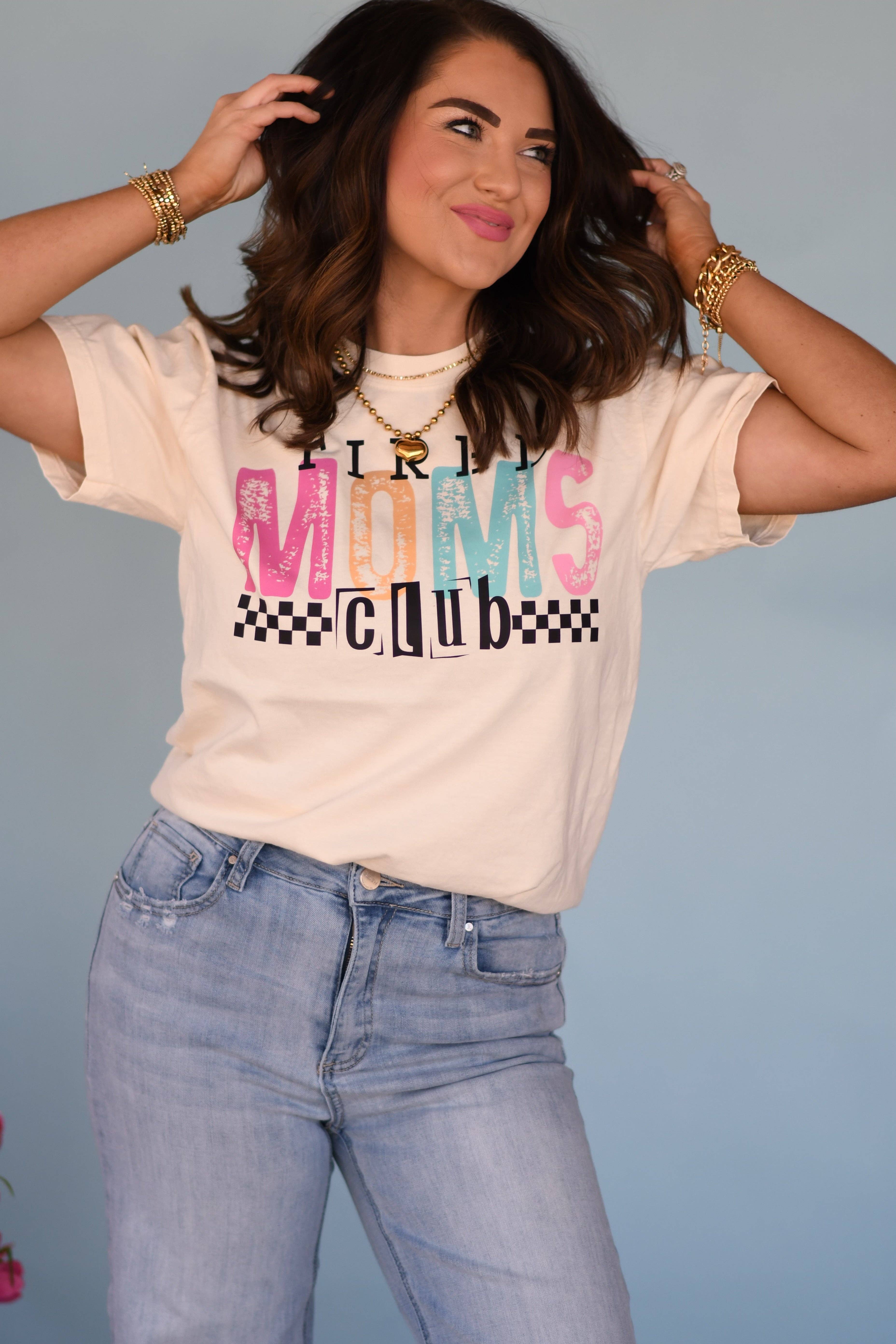 Tired Moms Club Checkered Tee Hoodie, Sweatshirt | PodTeesHub.com