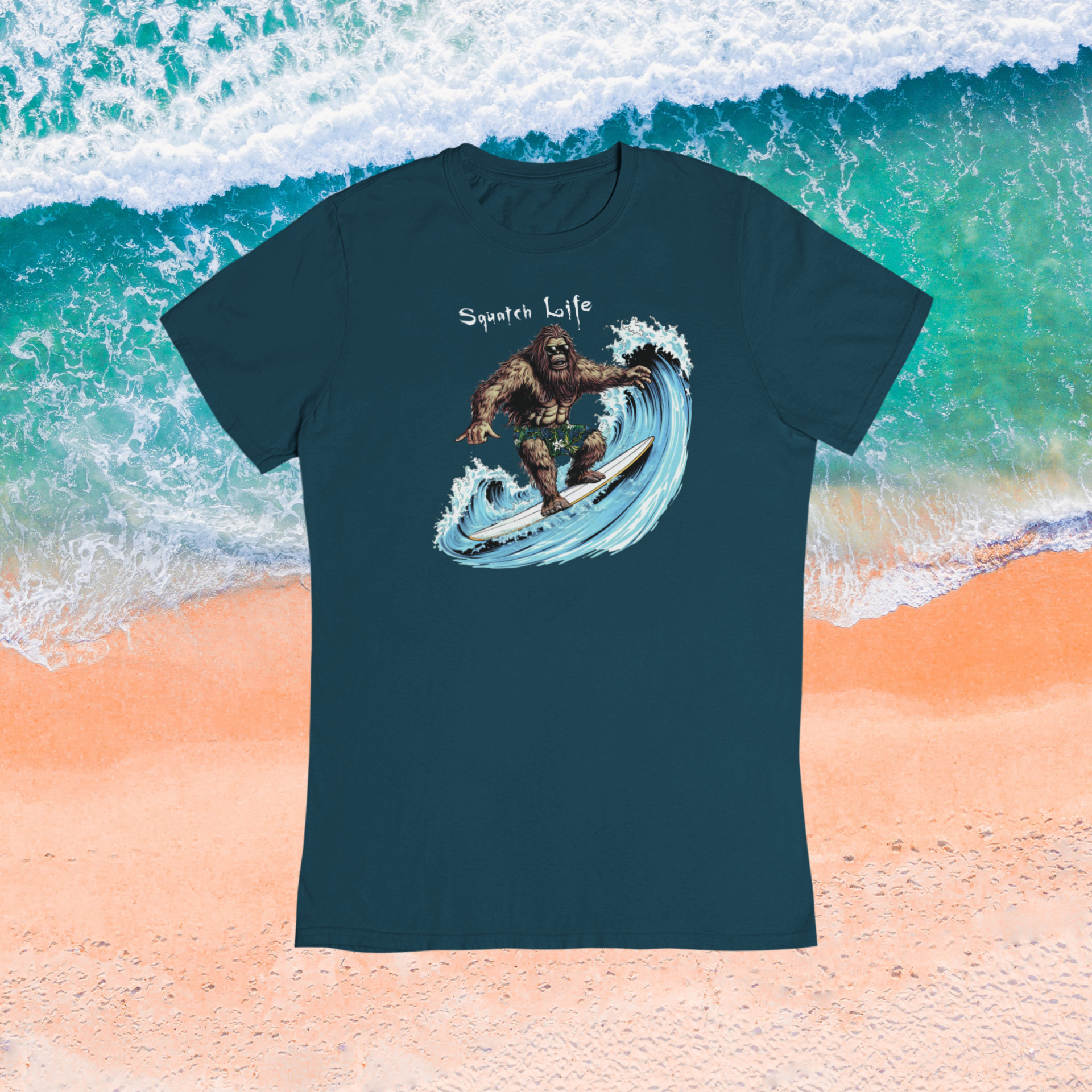 Squatch Life Navy Blue Surfing Bigfoot T-Shirt Hoodie, Sweatshirt | PodTeesHub.com