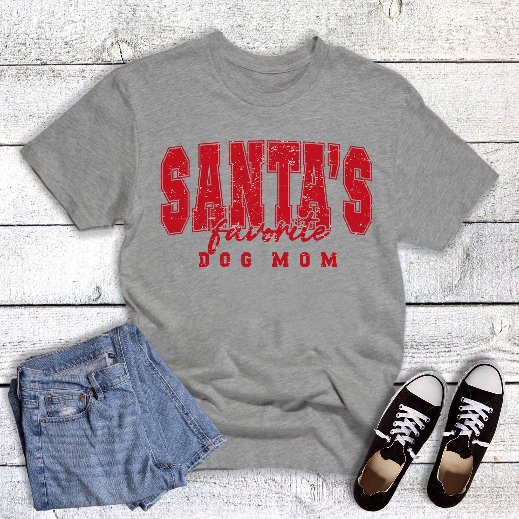 Christmas Santa's Favorite Dog Mom Graphic Tee Hoodie, Sweatshirt | PodTeesHub.com