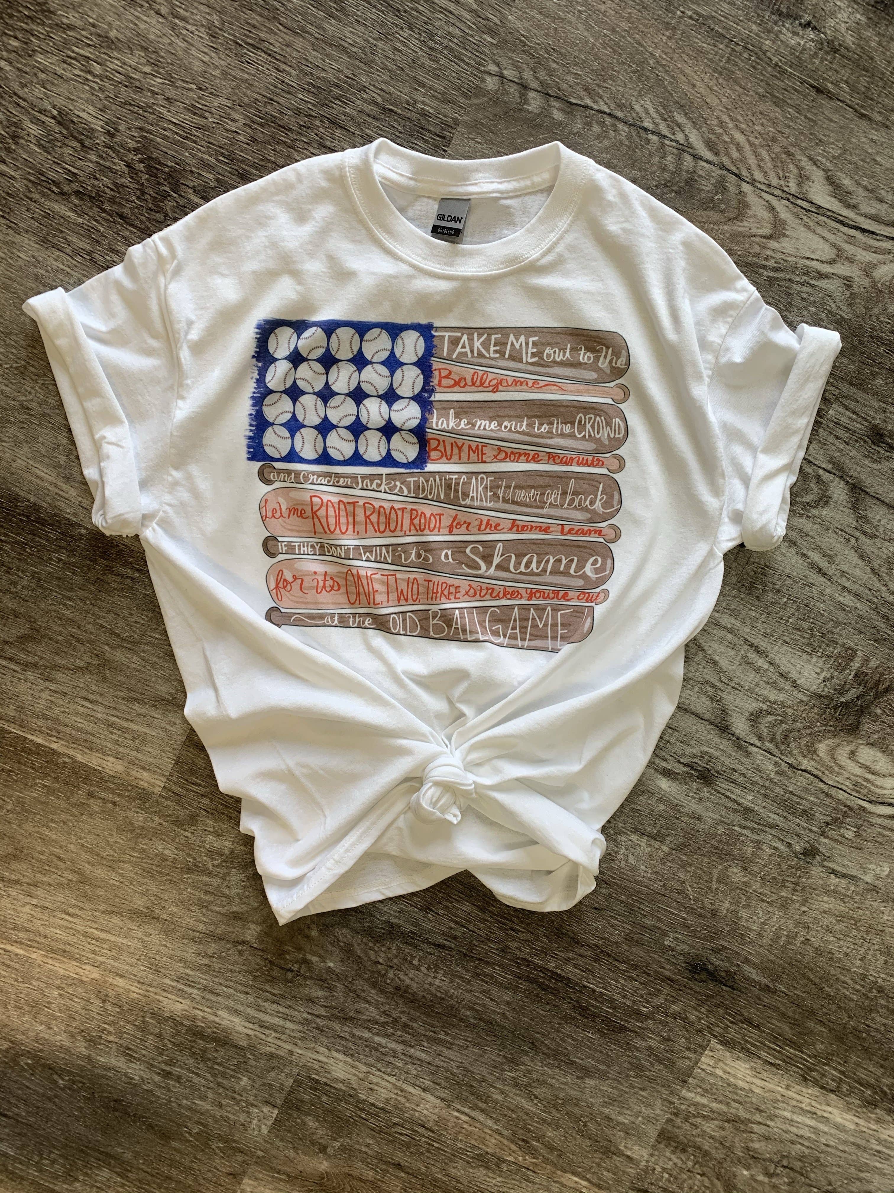 Baseball Flag On White Tee Hoodie, Sweatshirt | PodTeesHub.com