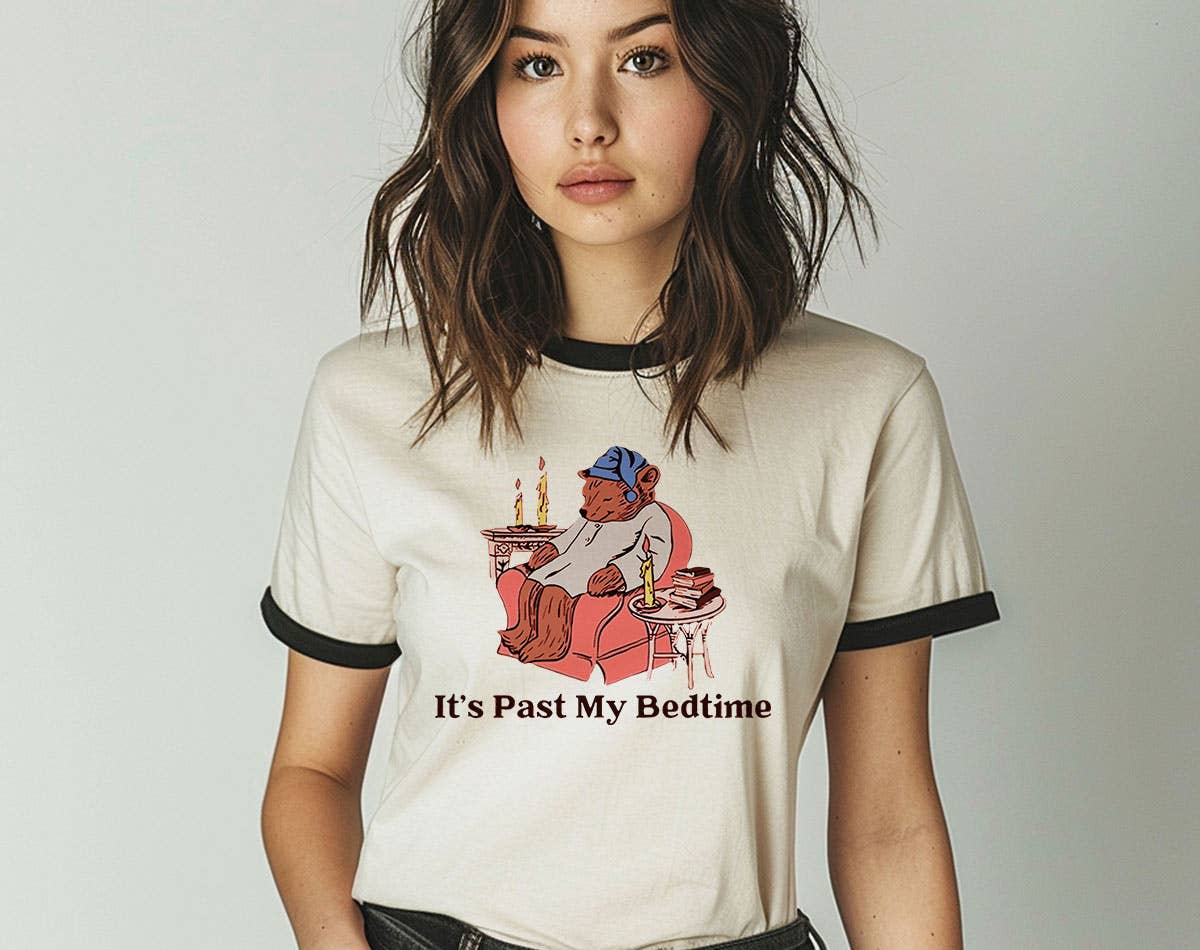 It's Past My Bedtime Bear - Funny Retro Bear Ringer Shirt Hoodie, Sweatshirt | PodTeesHub.com