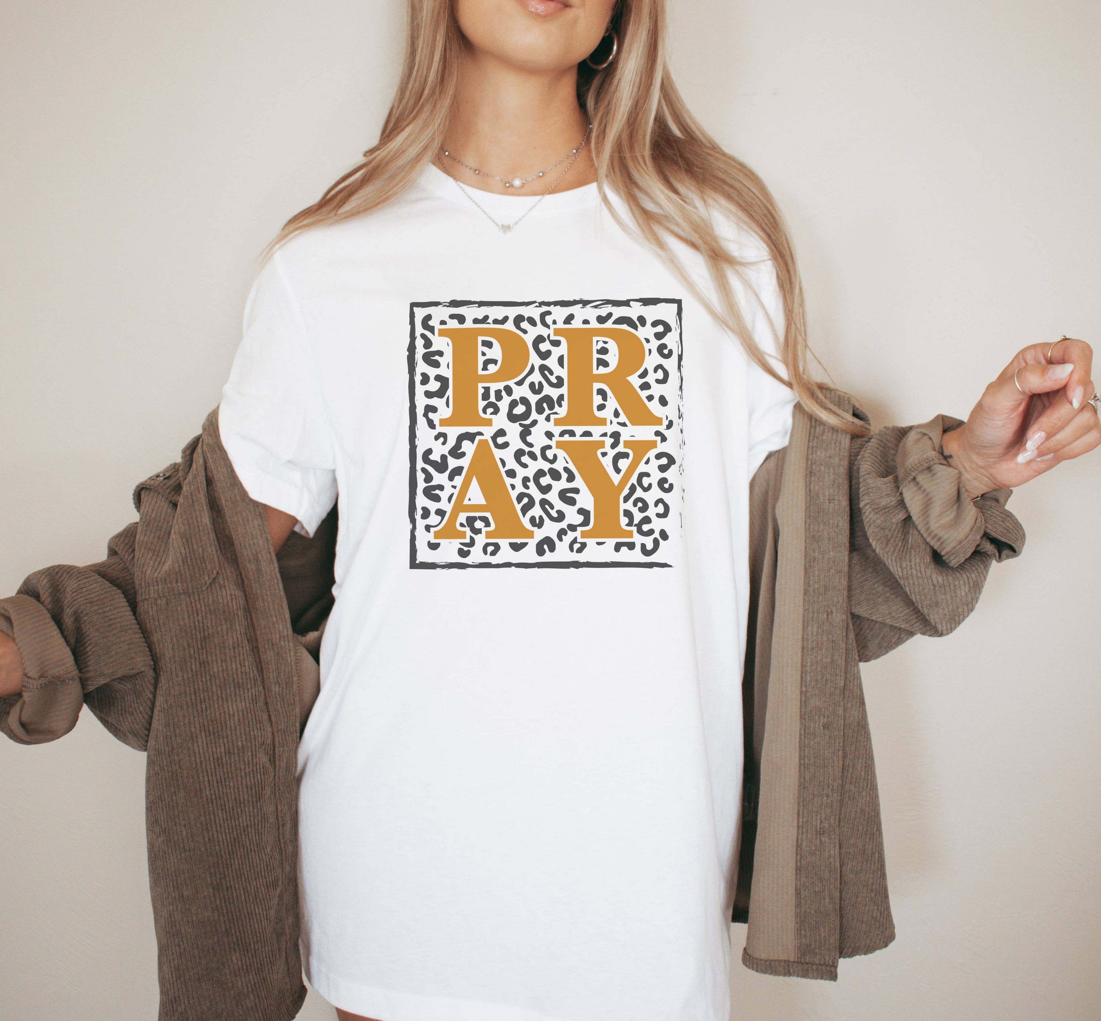 Leopard Pray Graphic Tee | Women's Religous Tees Hoodie, Sweatshirt | PodTeesHub.com
