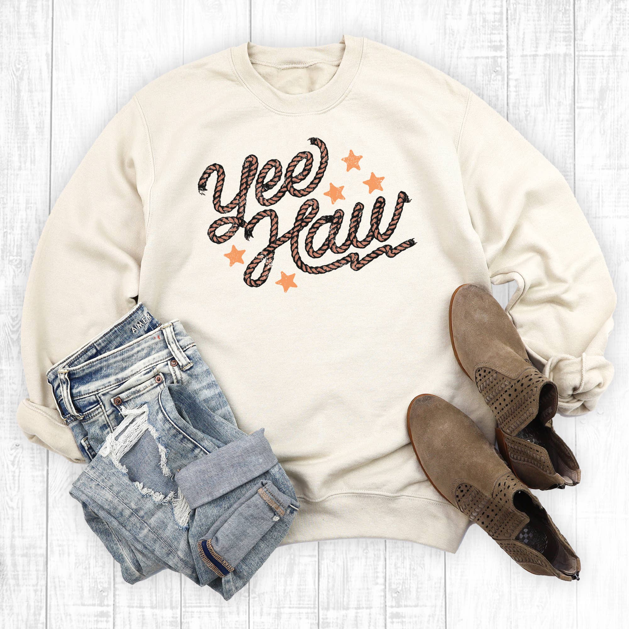 Western Yee Haw Rope Sweatshirt T-Shirts, Hoodie | PodTeesHub.com