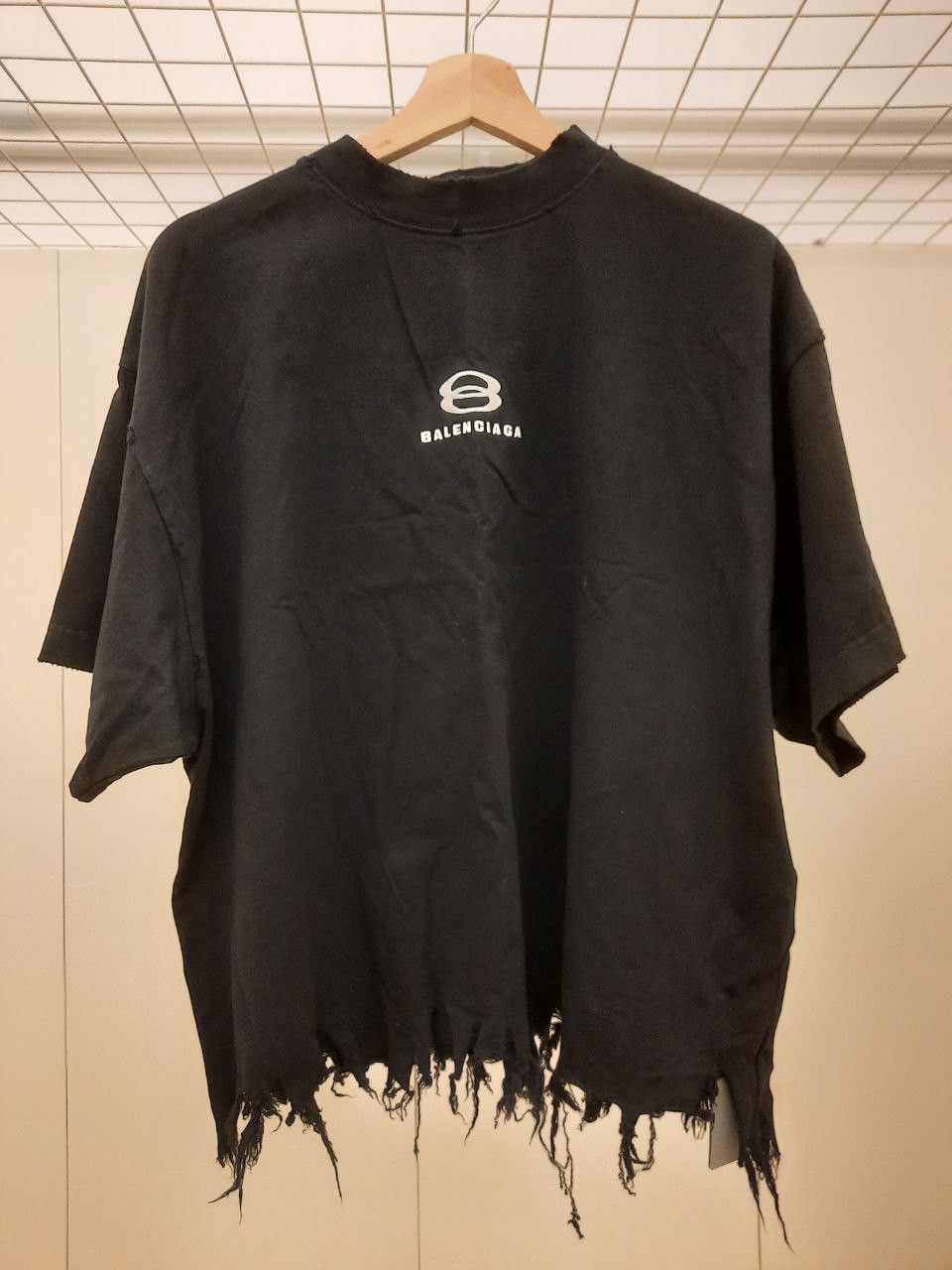 Balenciaga New Unity Sports Icon Cropped Distressed Tee Hoodie, Sweatshirt | PodTeesHub.com