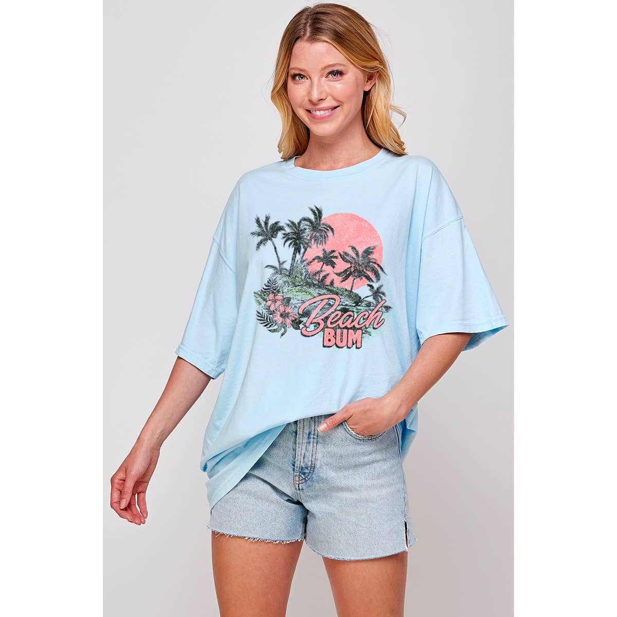 Beach Bum  Vintage Graphic Oversized Tee Hoodie, Sweatshirt | PodTeesHub.com