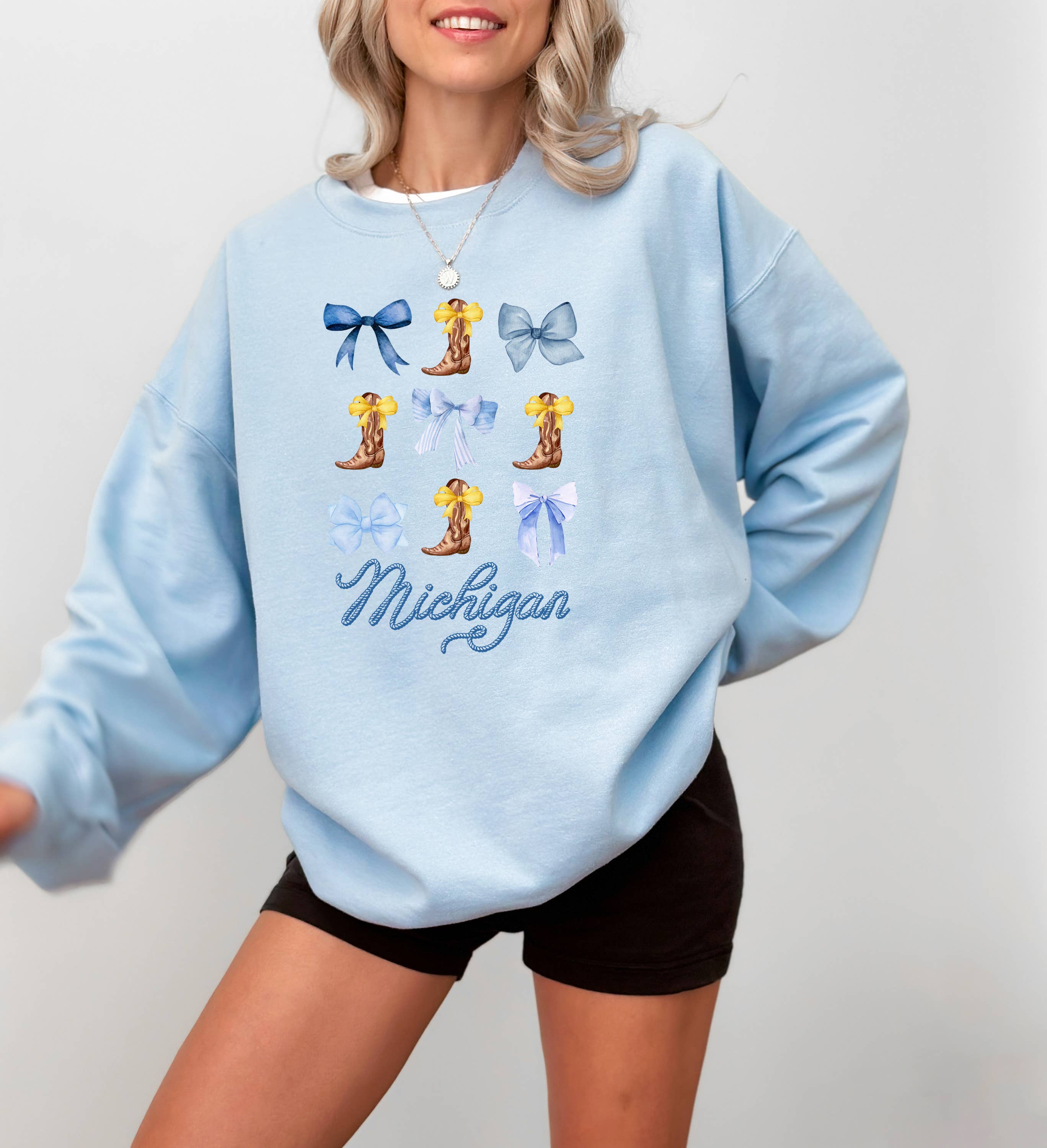 Michigan Sweatshirt, Preppy, Coquette, Bows, Soft Girl Era T-Shirts, Hoodie | PodTeesHub.com