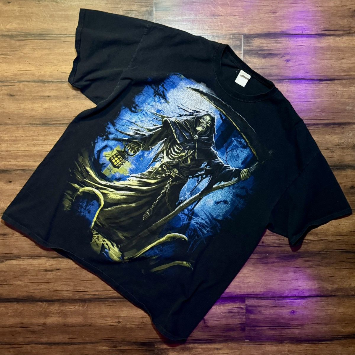 Vintage Grim Reaper Horror Tee Fade Halloween Hoodie, Sweatshirt | PodTeesHub.com