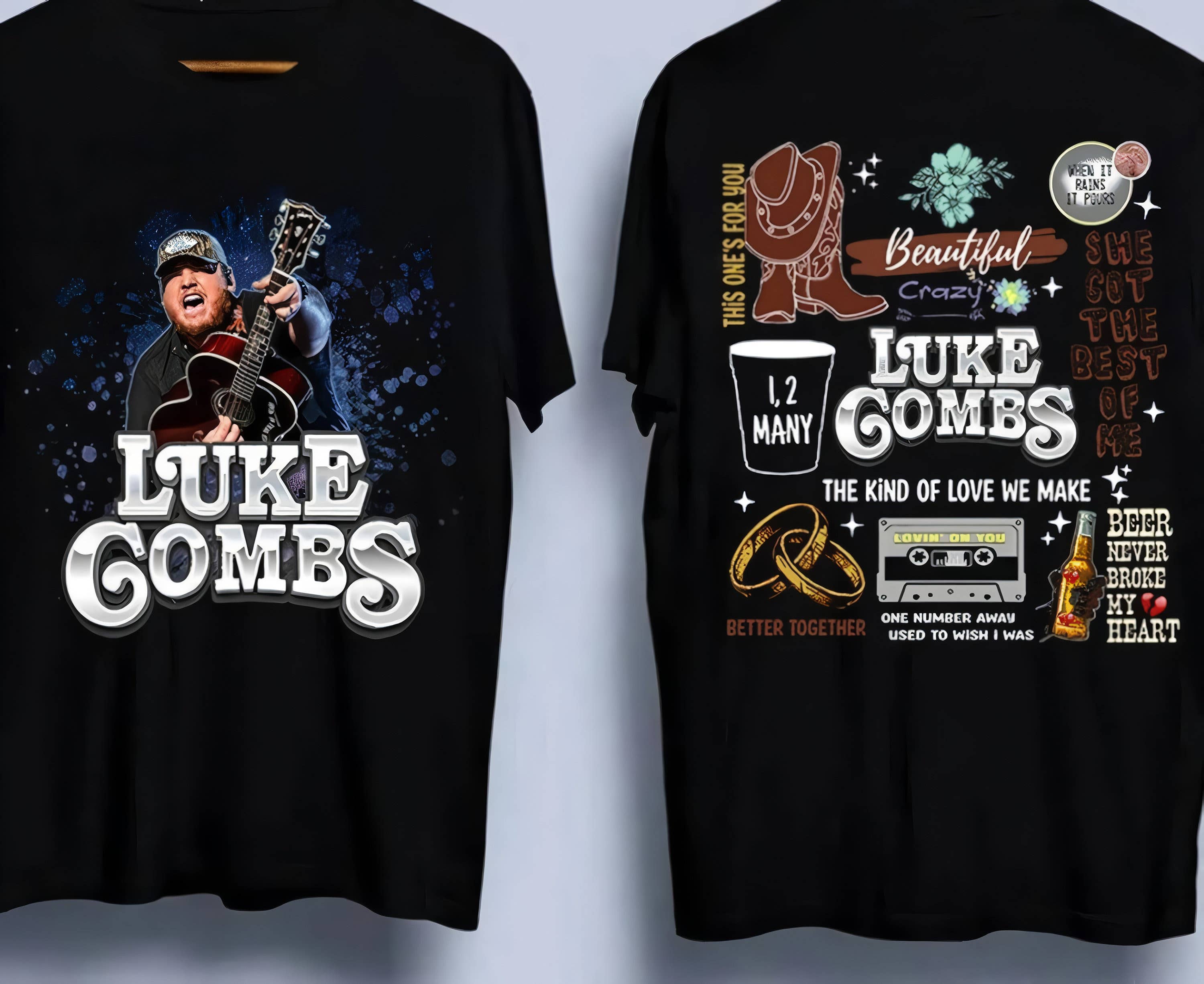Luke Combs Song Titles and Icon Imagery T-Shirt Hoodie, Sweatshirt | PodTeesHub.com