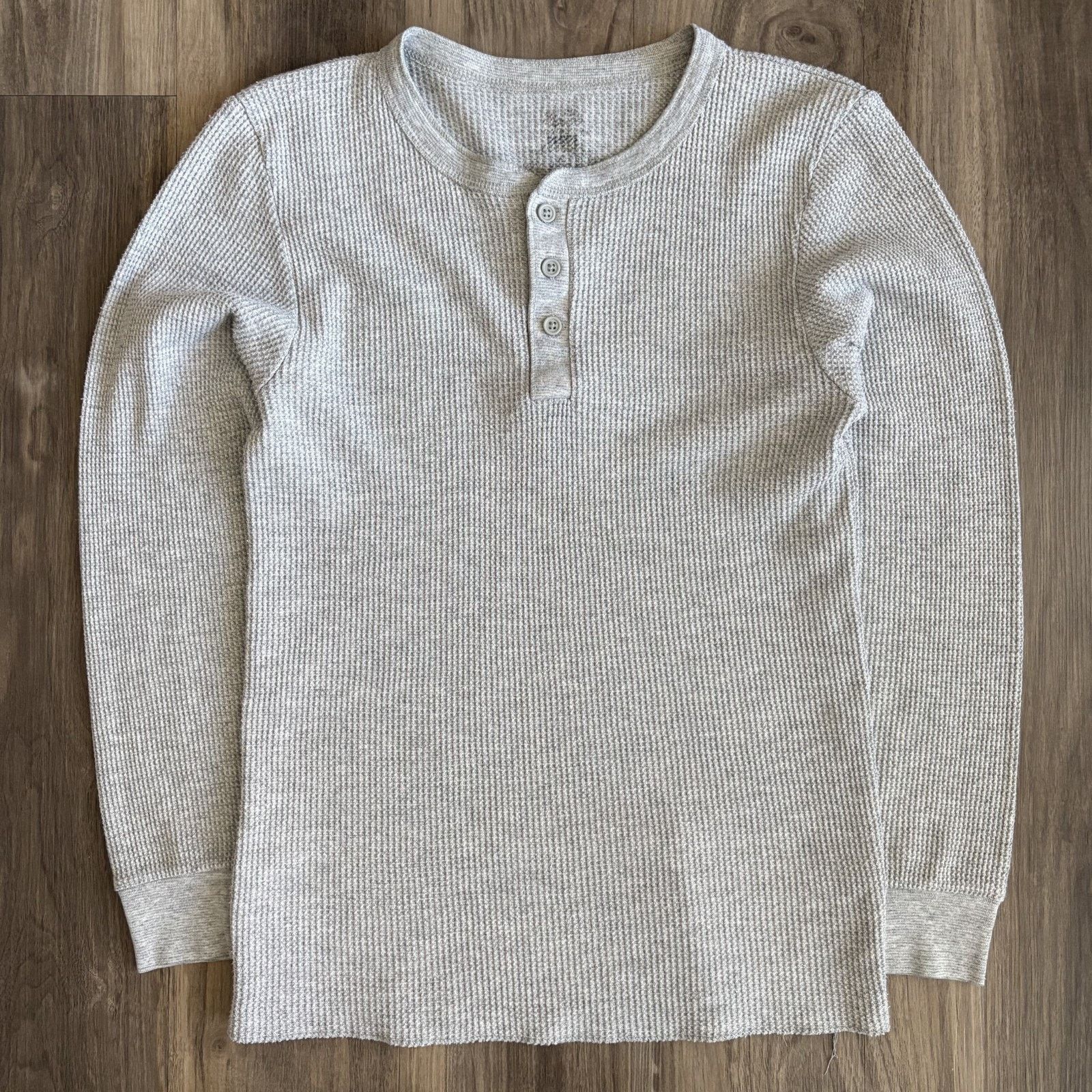 Vintage Y2k Gray Thermal Henley T Shirt Men S Size S 16x26 5 Hoodie, Sweatshirt | PodTeesHub.com