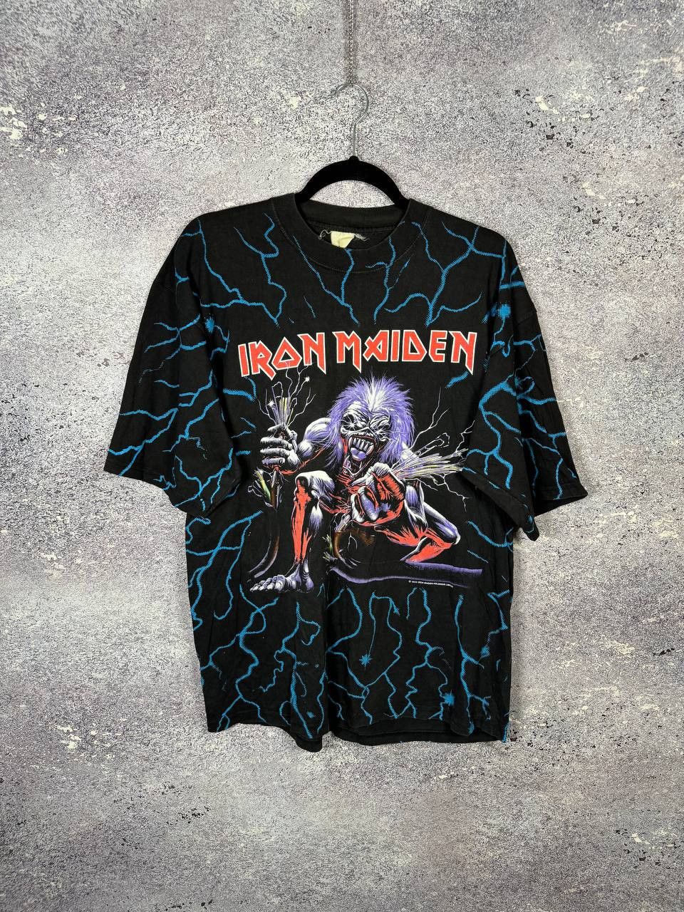 Iron Maiden X Vintage Vintage 1993 Iron Maiden A Real Live Tour Aop Print Tee Hoodie, Sweatshirt | PodTeesHub.com