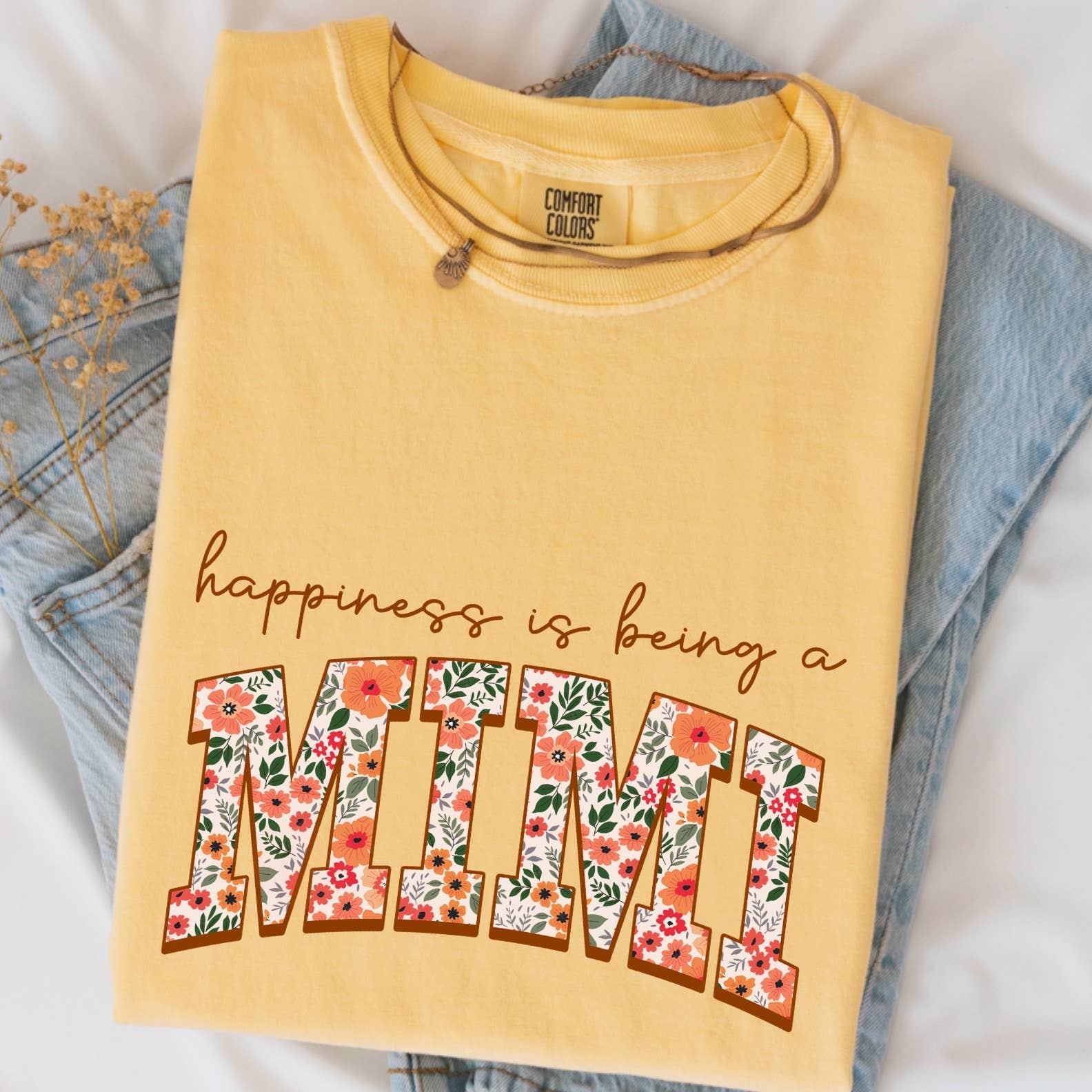Happiness Is Being A Mimi Comfort Color Graphic Tee Hoodie, Sweatshirt | PodTeesHub.com