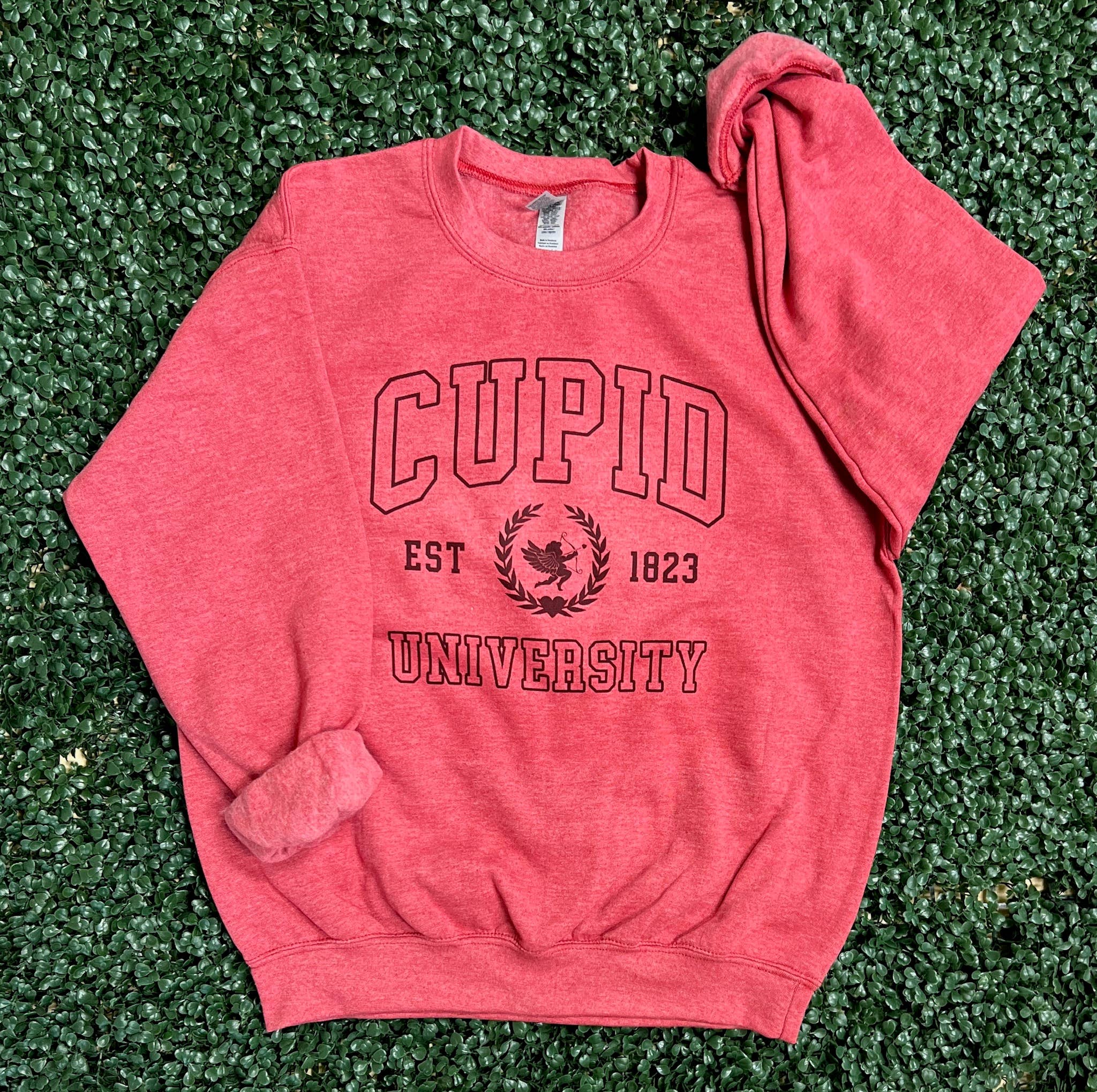 Cupid University Est 1823 On Heather Red Sweatshirt T-Shirts, Hoodie | PodTeesHub.com
