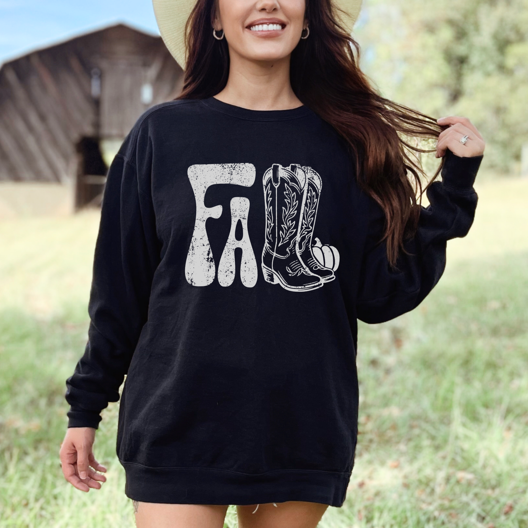 Western Cowboy Boots Fall  Hoodie or Crewneck Sweatshirt T-Shirts | PodTeesHub.com