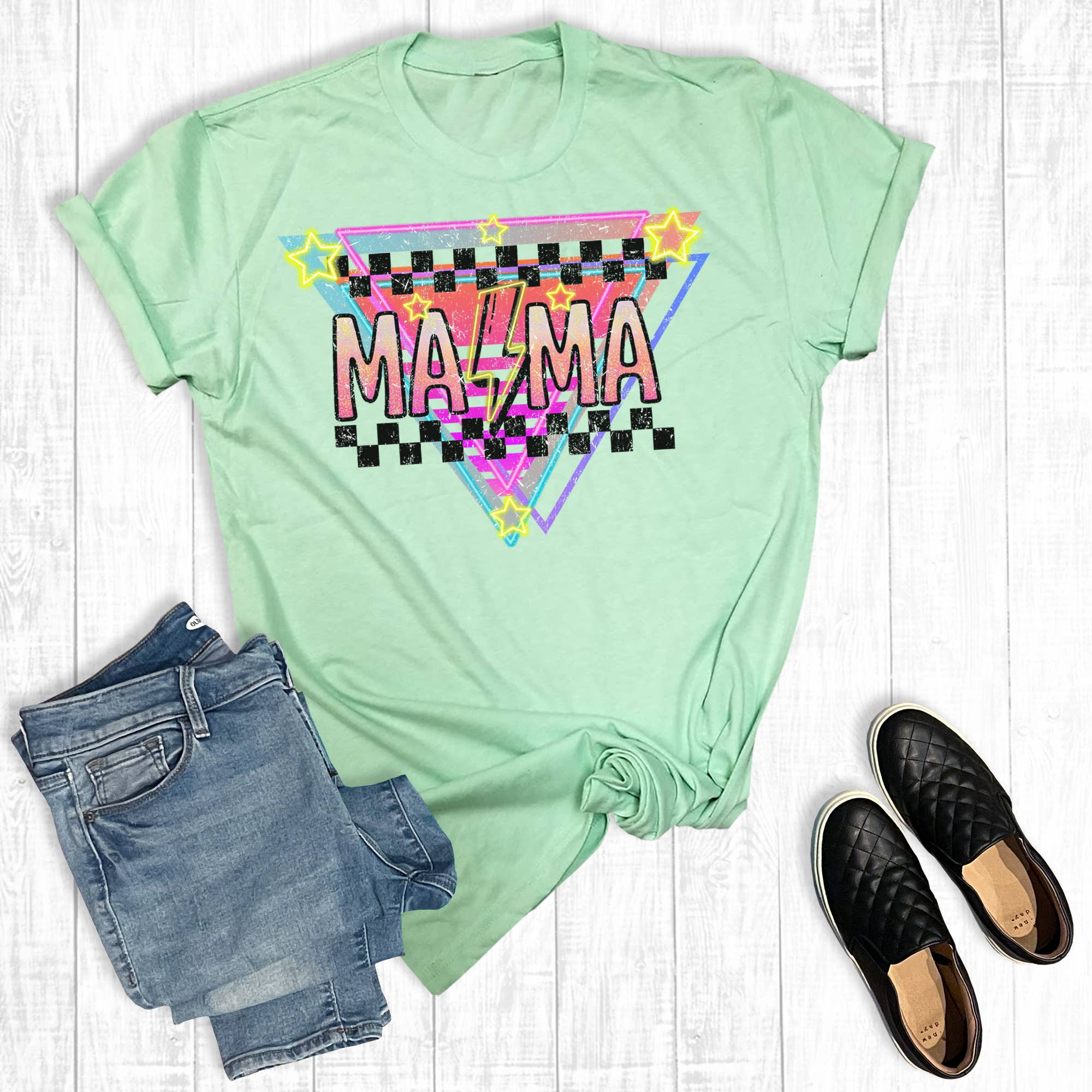 Retro Checkered Mama Mother's Day Graphic Tee Hoodie, Sweatshirt | PodTeesHub.com