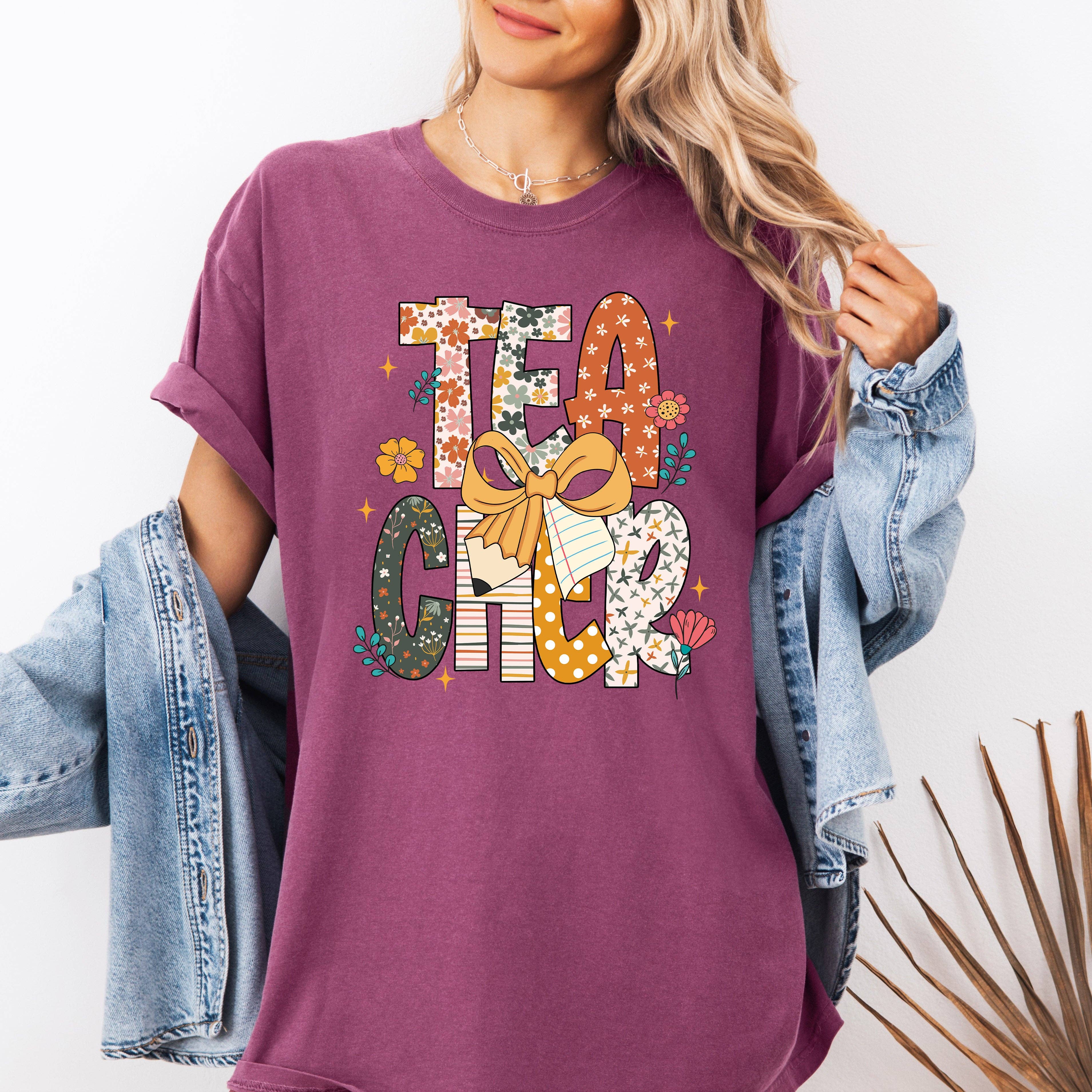 Teacher, Retro, Bow, Back To School, Cute T-Shirt Hoodie, Sweatshirt | PodTeesHub.com