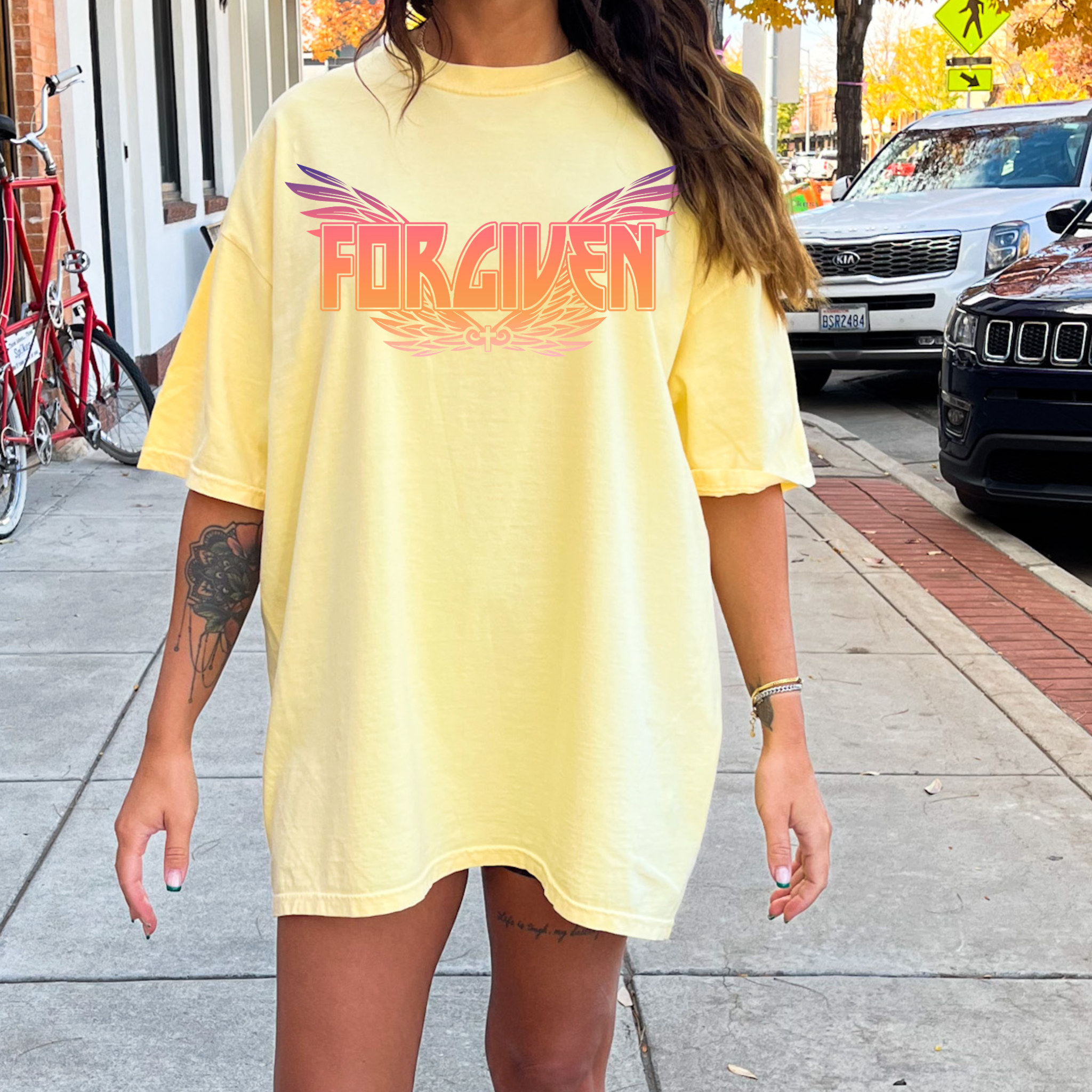 Retro Forgiven Religious Comfort Color Graphic Tee Hoodie, Sweatshirt | PodTeesHub.com
