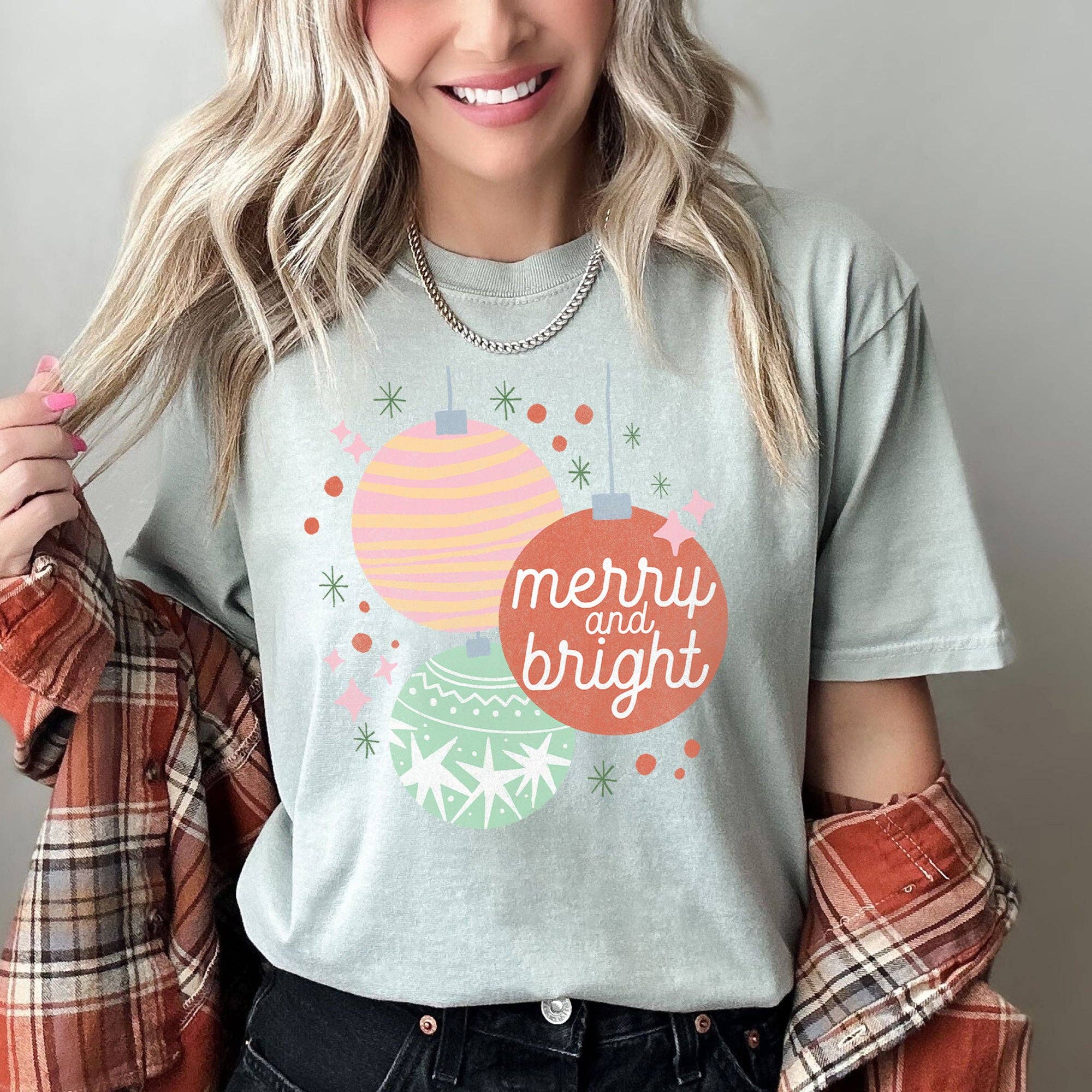 Merry and Bright, Pastel, Christmas Ornaments,, Tshirt Hoodie, Sweatshirt | PodTeesHub.com