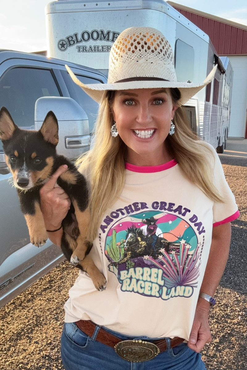 Barrel Racer Land Ringer Tee Hoodie, Sweatshirt | PodTeesHub.com