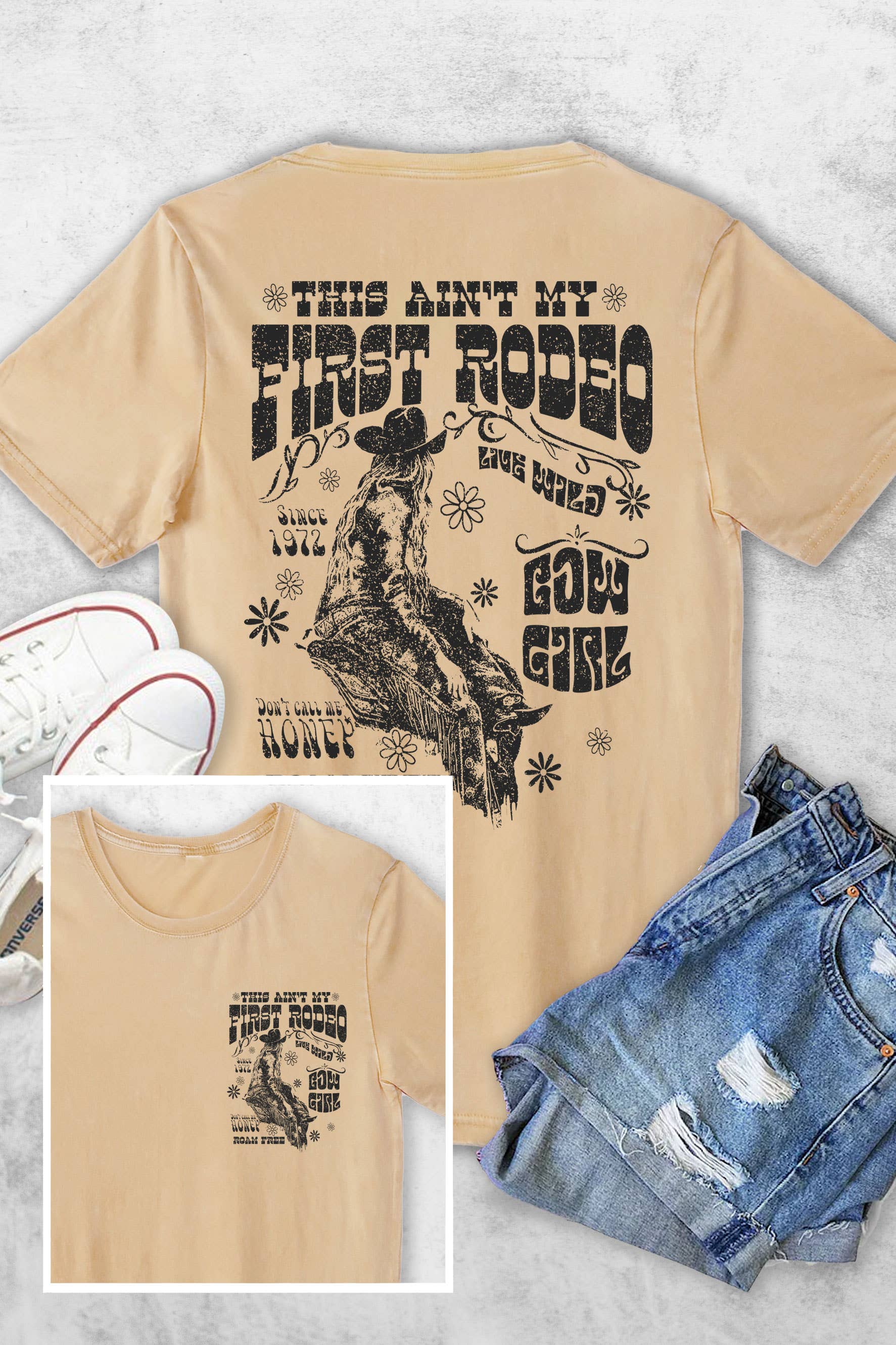 This Ain't My First Rodeo Cowboy Women's Vintage Graphic Tee Hoodie, Sweatshirt | PodTeesHub.com