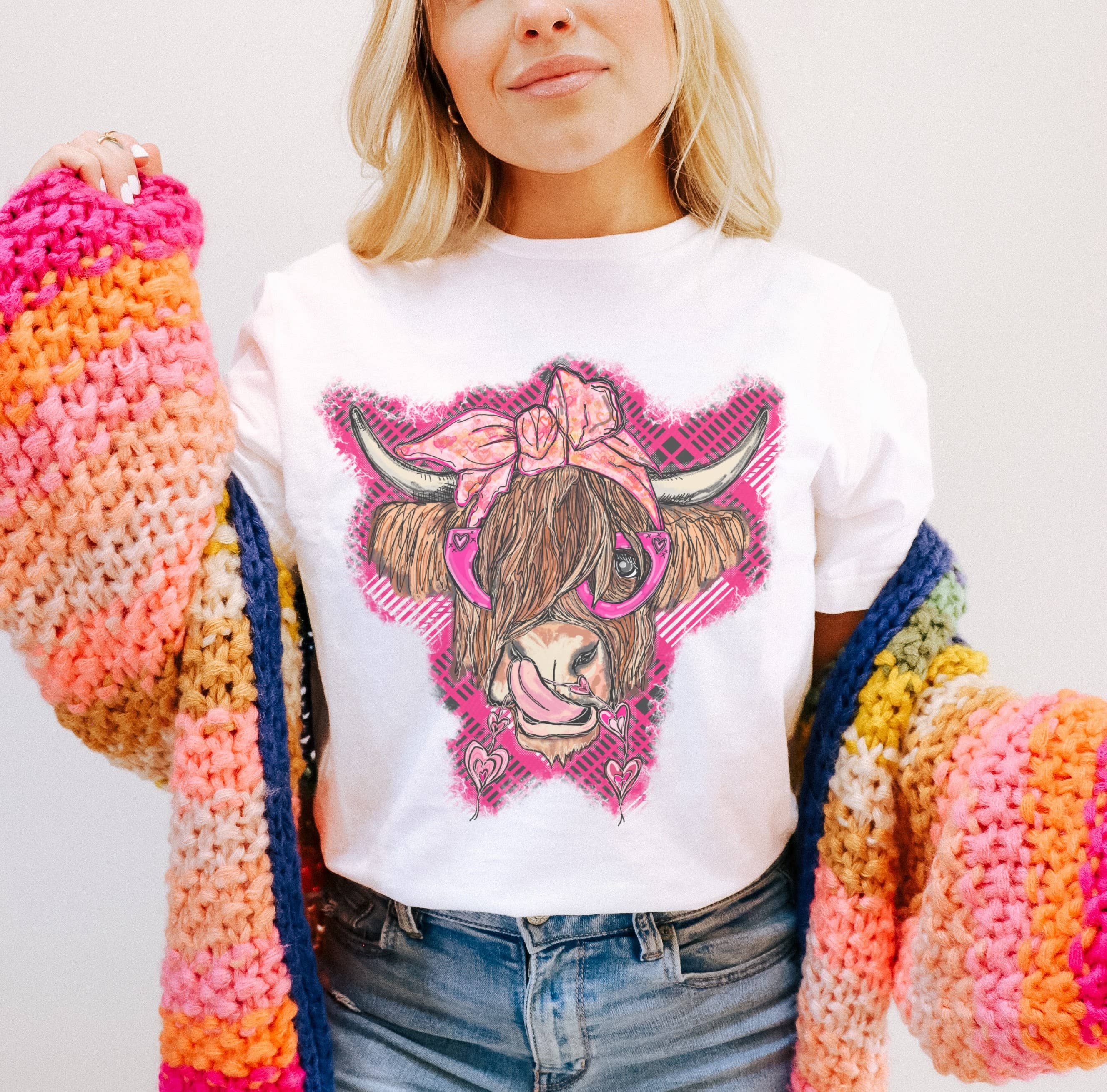 Valentine Highland Cow Tee | Valentines Day Graphic Tee Hoodie, Sweatshirt | PodTeesHub.com