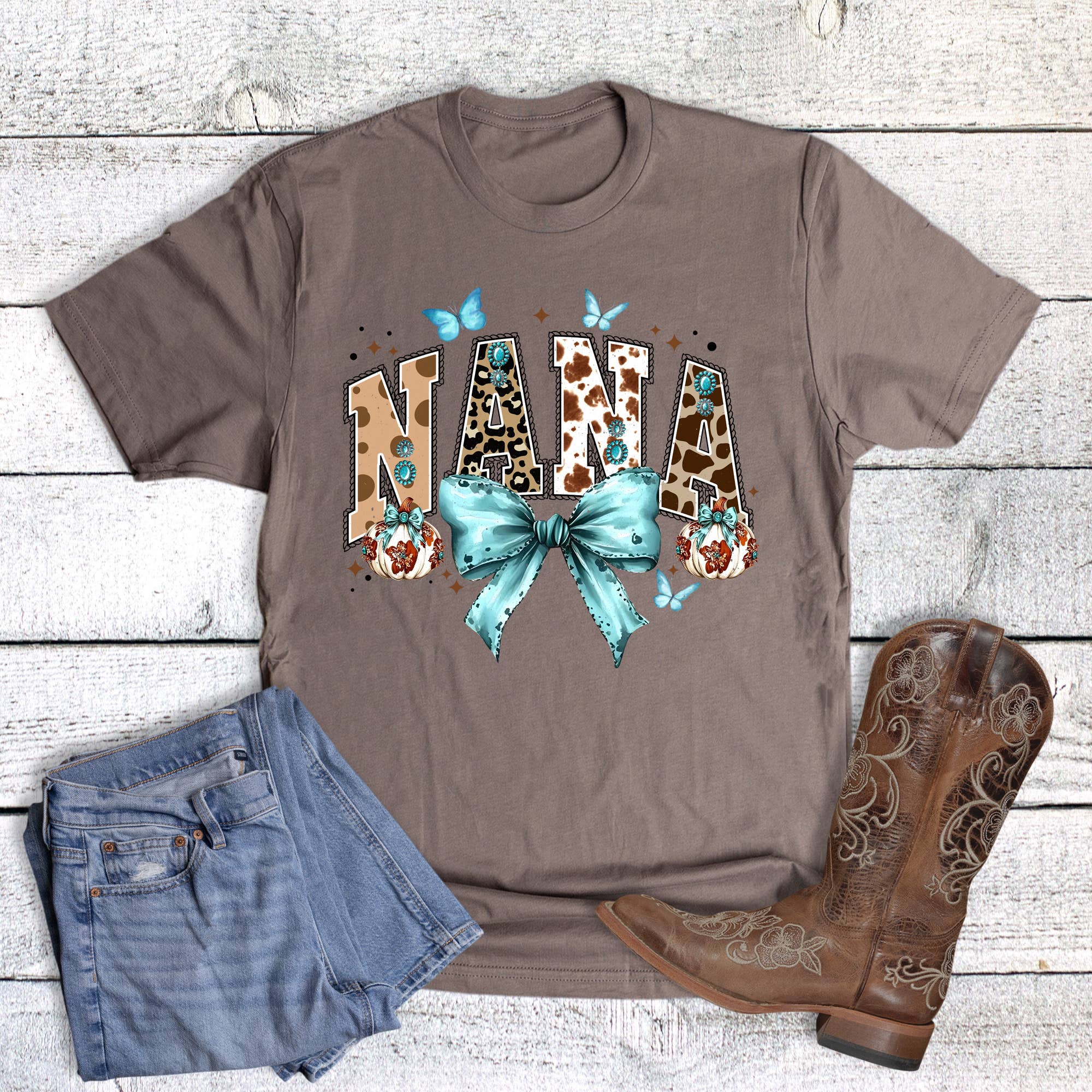 Western Fall Coquette Nana Graphic Tee Hoodie, Sweatshirt | PodTeesHub.com