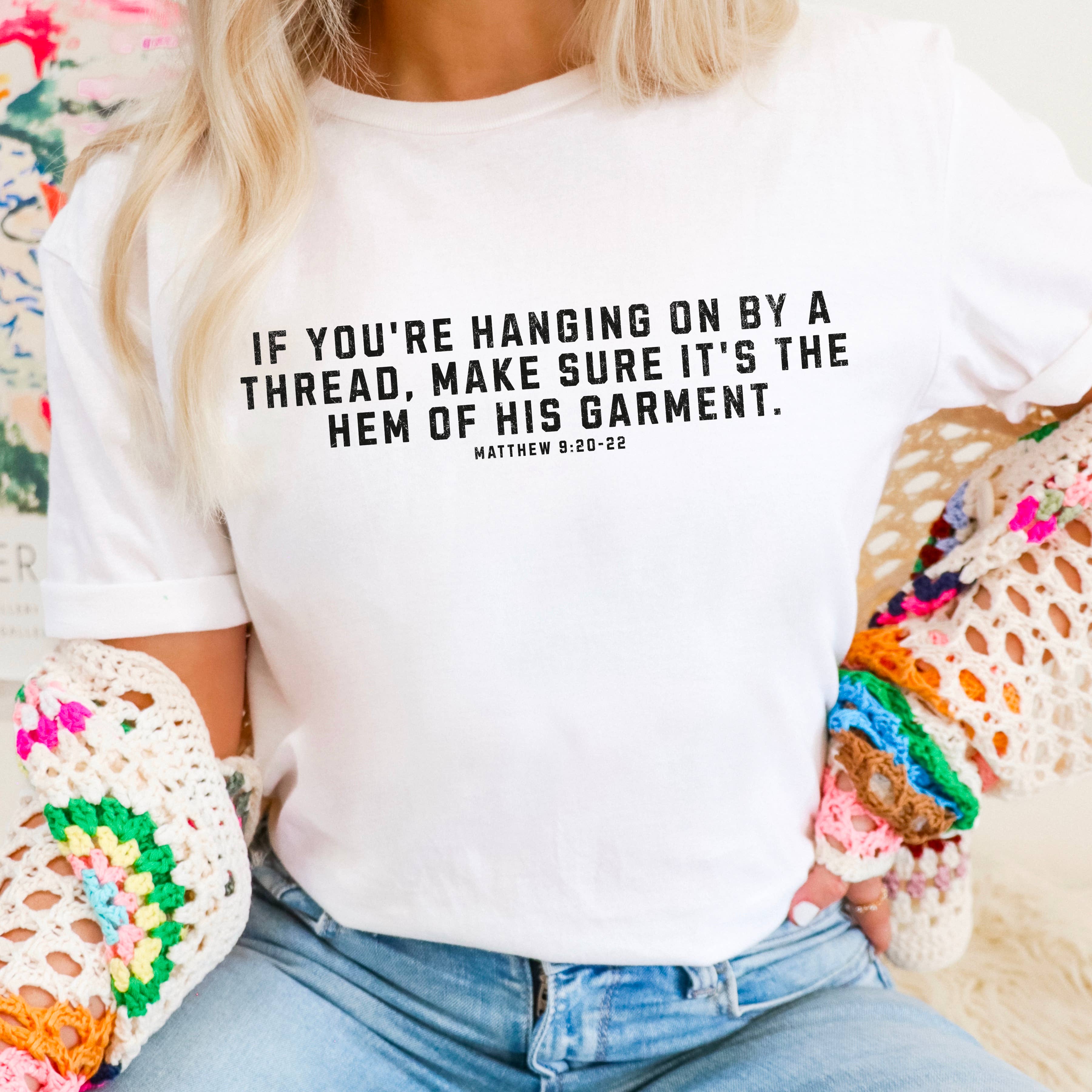 If You’Re Hanging On By A Thread Christ Graphic Tee | Gildan Hoodie, Sweatshirt | PodTeesHub.com
